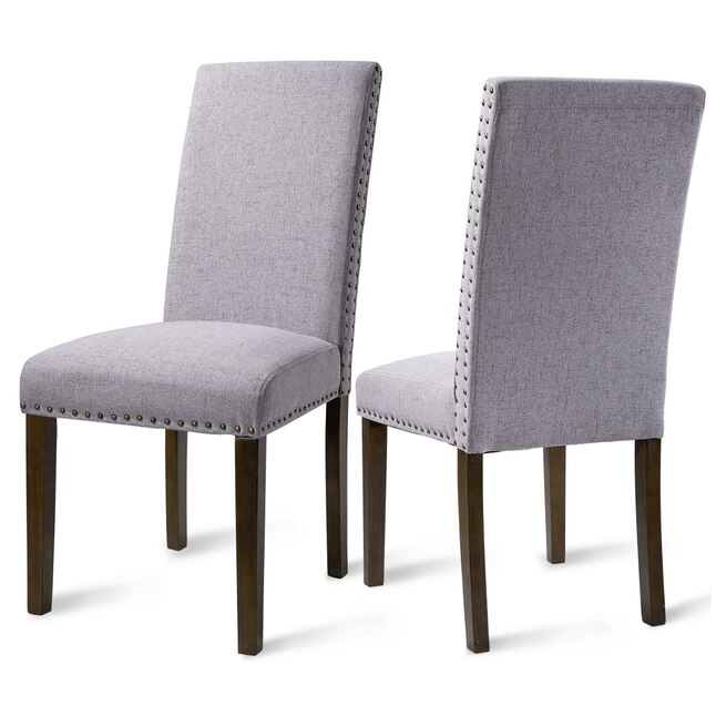 Casainc Dining Chairs Contemporary, Grey Linen Nailhead Dining Chairs