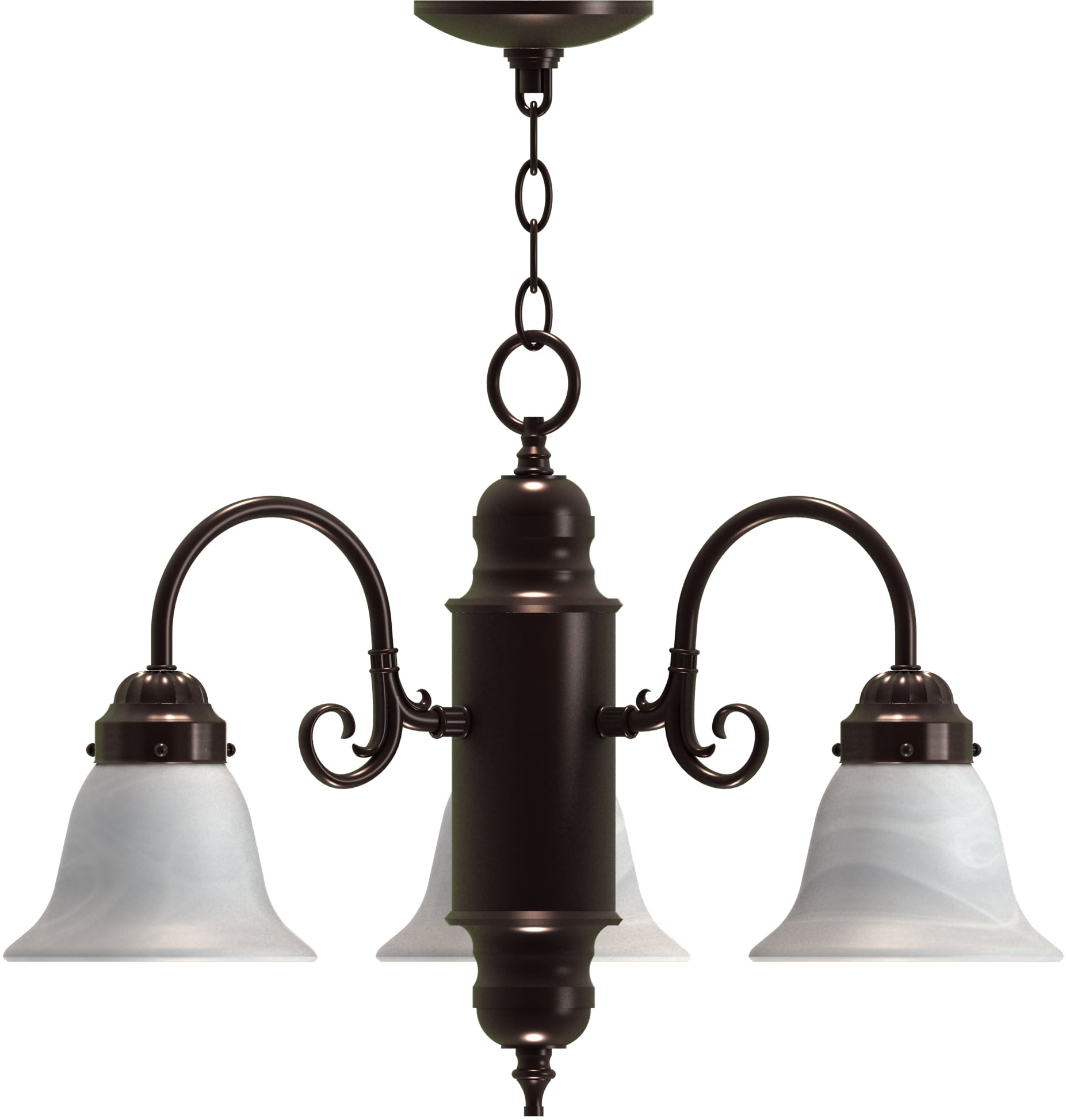 Marti Mini 3-Light Antique Bronze Chandelier with Alabaster Glass
