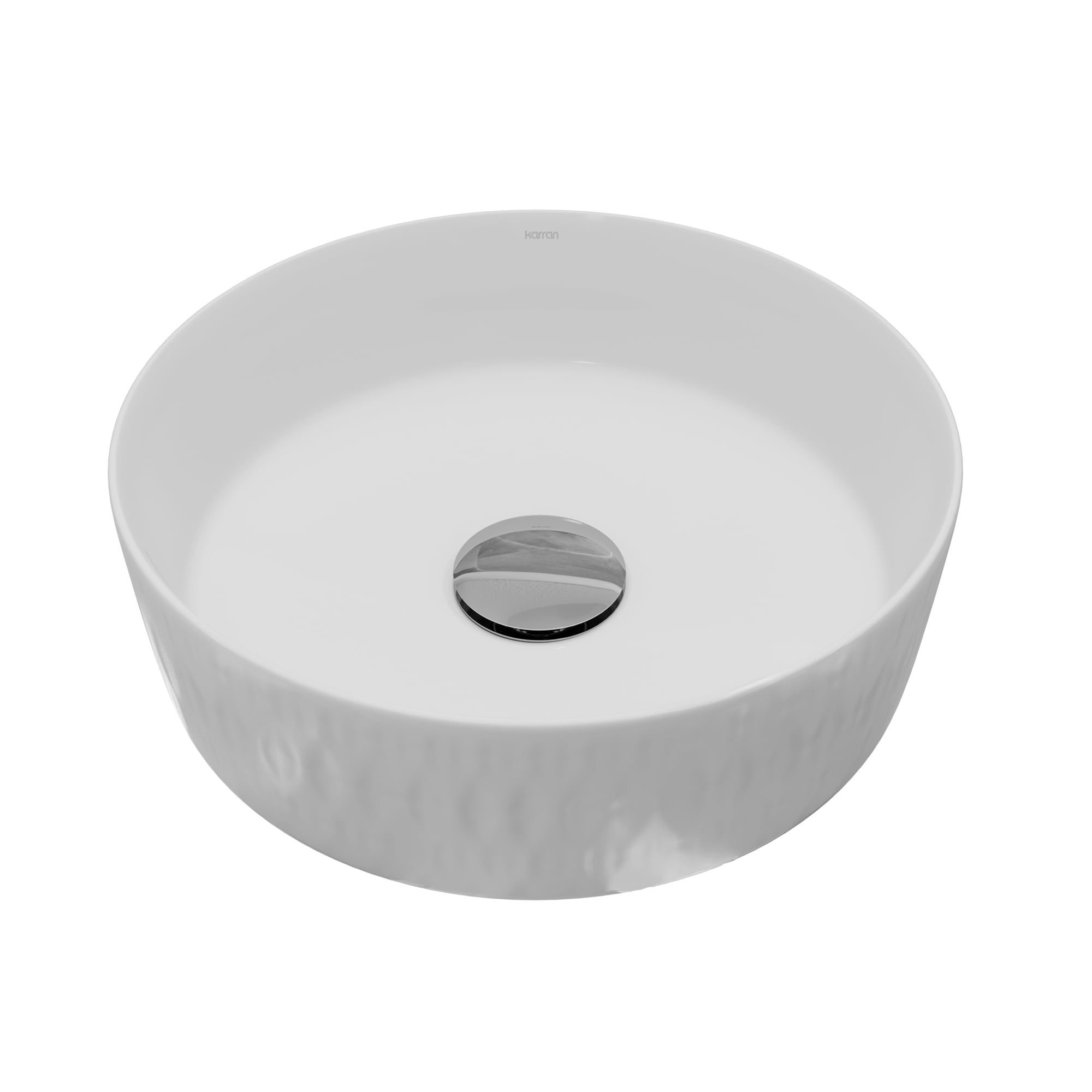 Karran Valera Vitreous China 14.25-in Vessel Round Modern White/Glossy Bathroom Sink