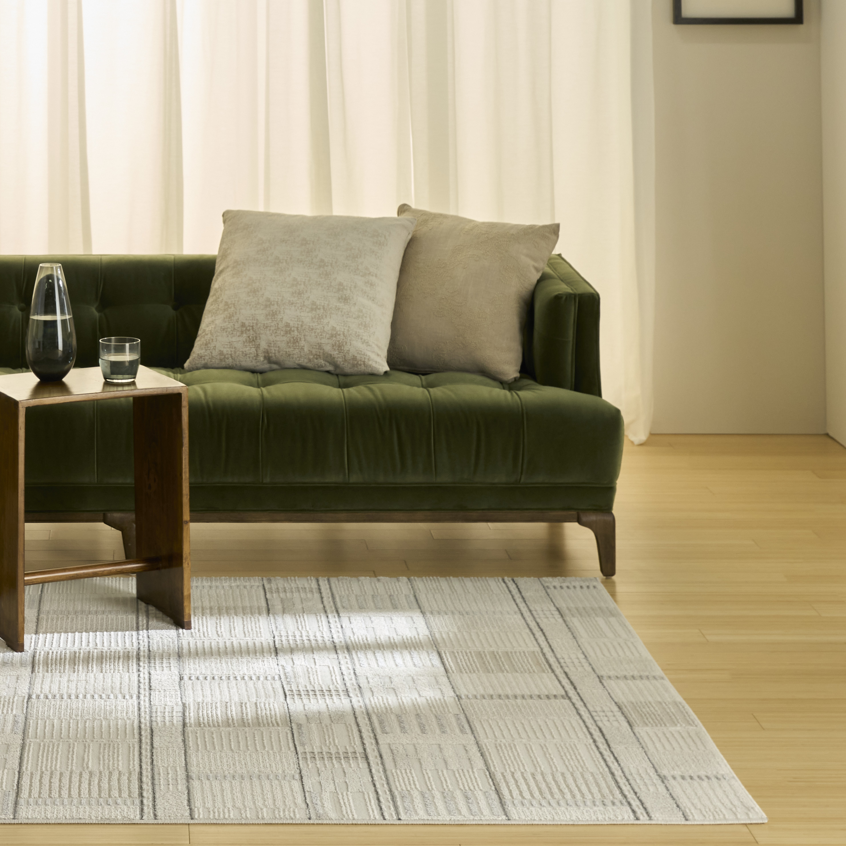 Nourison Home 841491119914 4 x 6 (ft) Loomed Polyester Ivory Grey Rectangular Indoor Geometric Area rug
