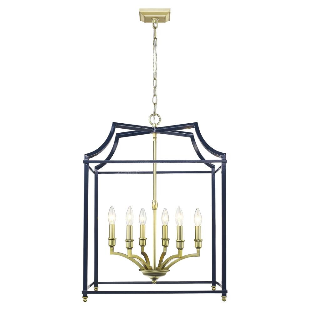 Golden Lighting Leighton Satin Brass Transitional Lantern Pendant Light