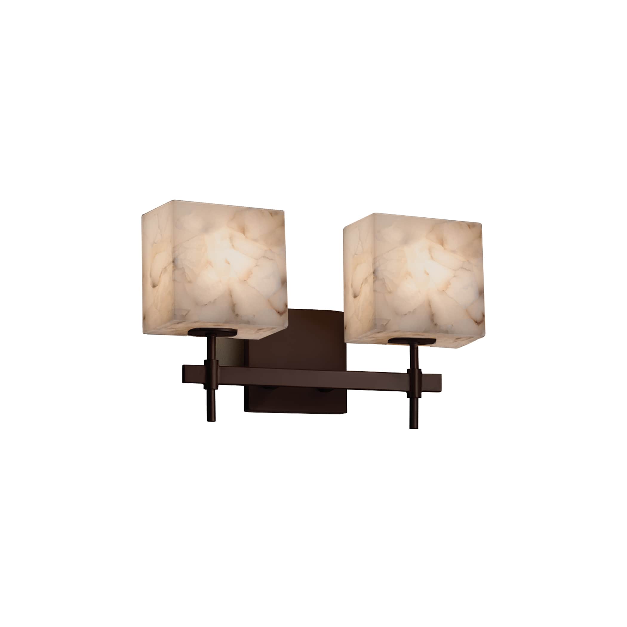 Justice Design Group ALR-8412-55-DBRZ Alabaster Rocks 14.5-in 2-Light Dark Bronze Transitional Vanity Light