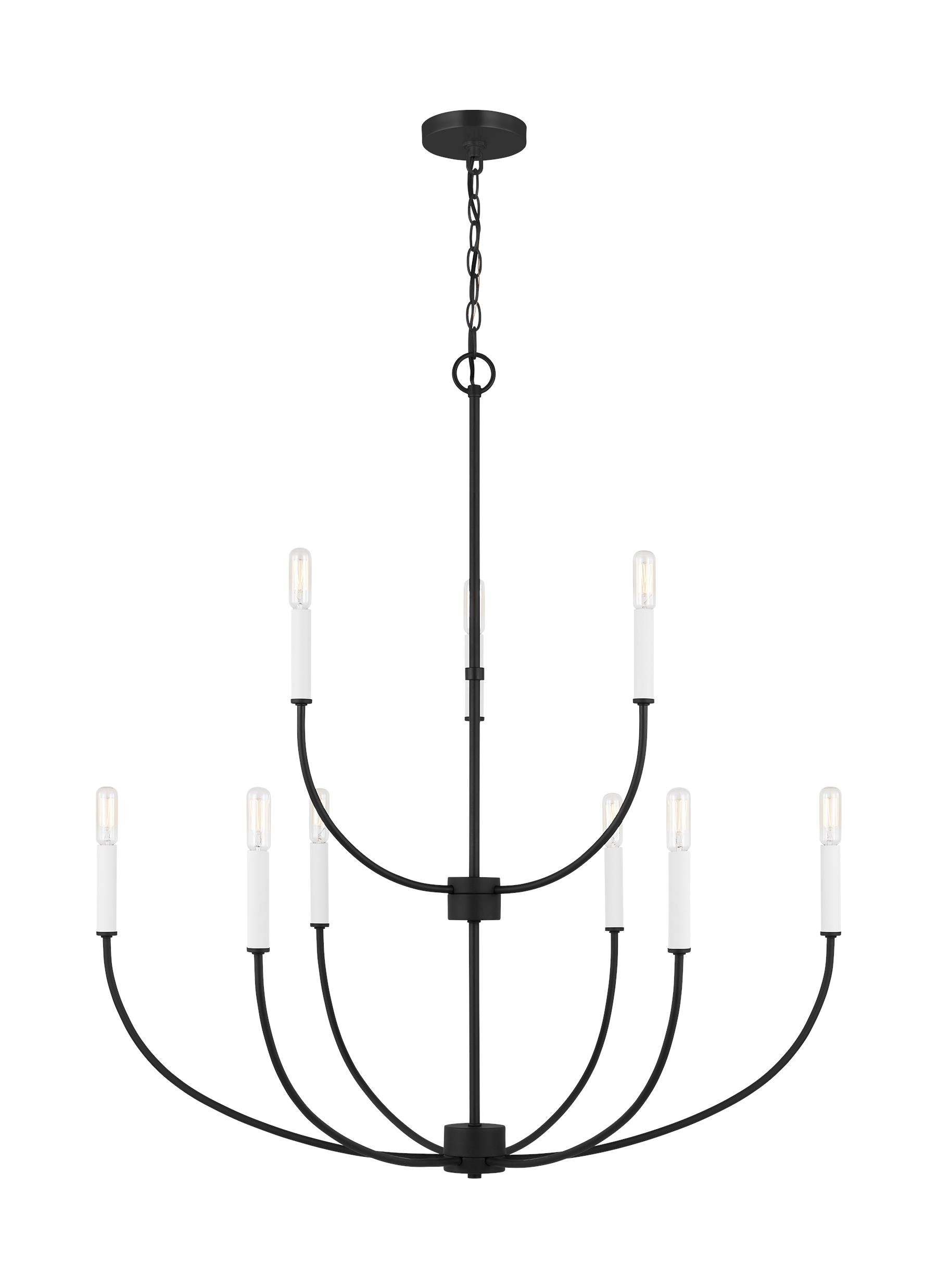 Generation Lighting 3167109EN-112 Greenwich 9 -Light Black Farmhouse For Use in Dining Rooms, Foyers, Kitchens, Living Rooms Chandelier