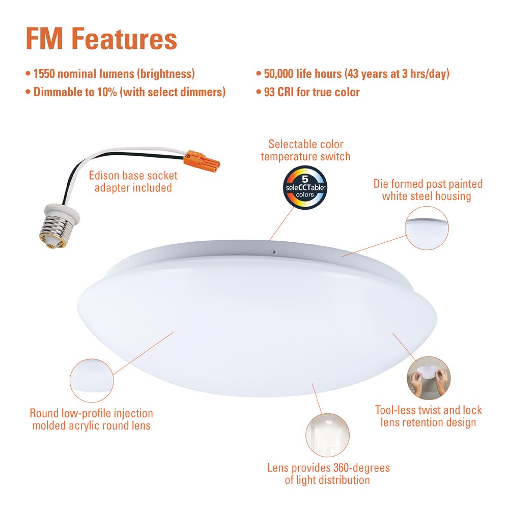 White Frosted Glass Round LED Flush Mount Ceiling Light