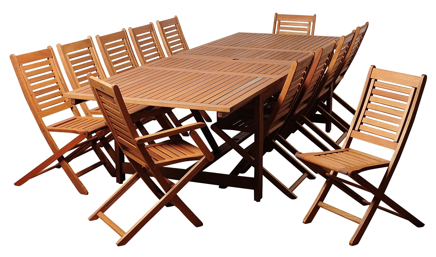 Envelor EN-IH-BRAND13PC Brandon 13 -Piece Brown Patio Dining Set Extendable Table Wood Rectangle Table with 12 Stationary Chairs