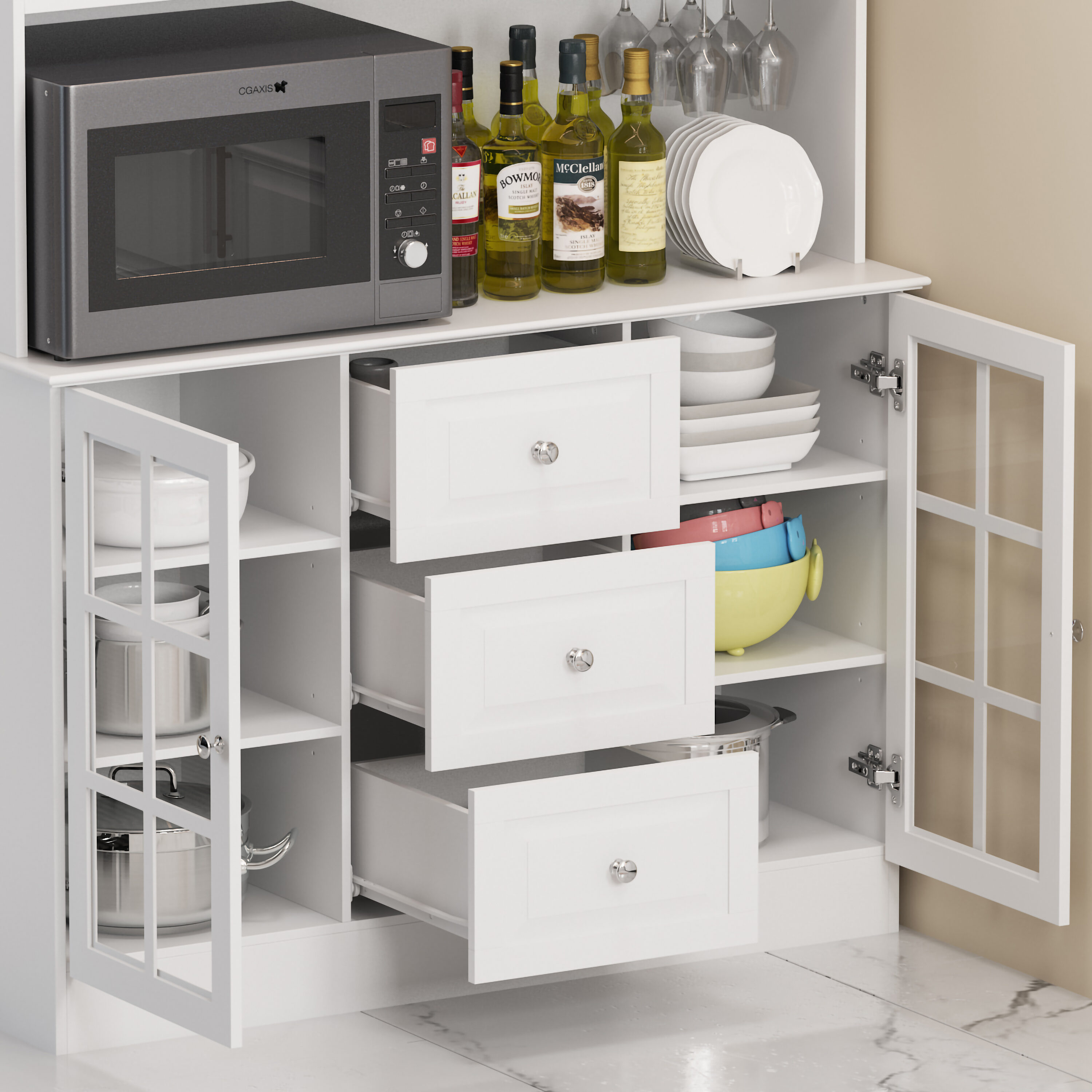 FUFU&GAGA Contemporary/Modern White Pantry with Wine Storage in the ...