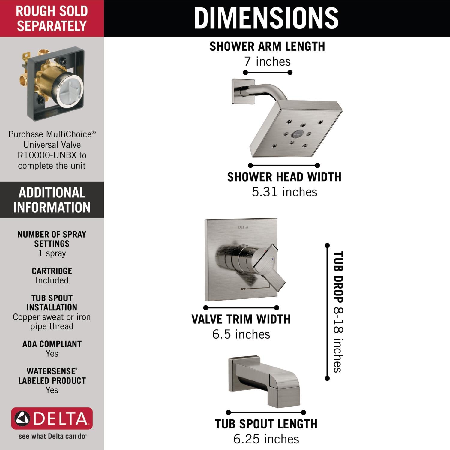 Delta T17467-SS Tub-Shower-Faucets - View #2