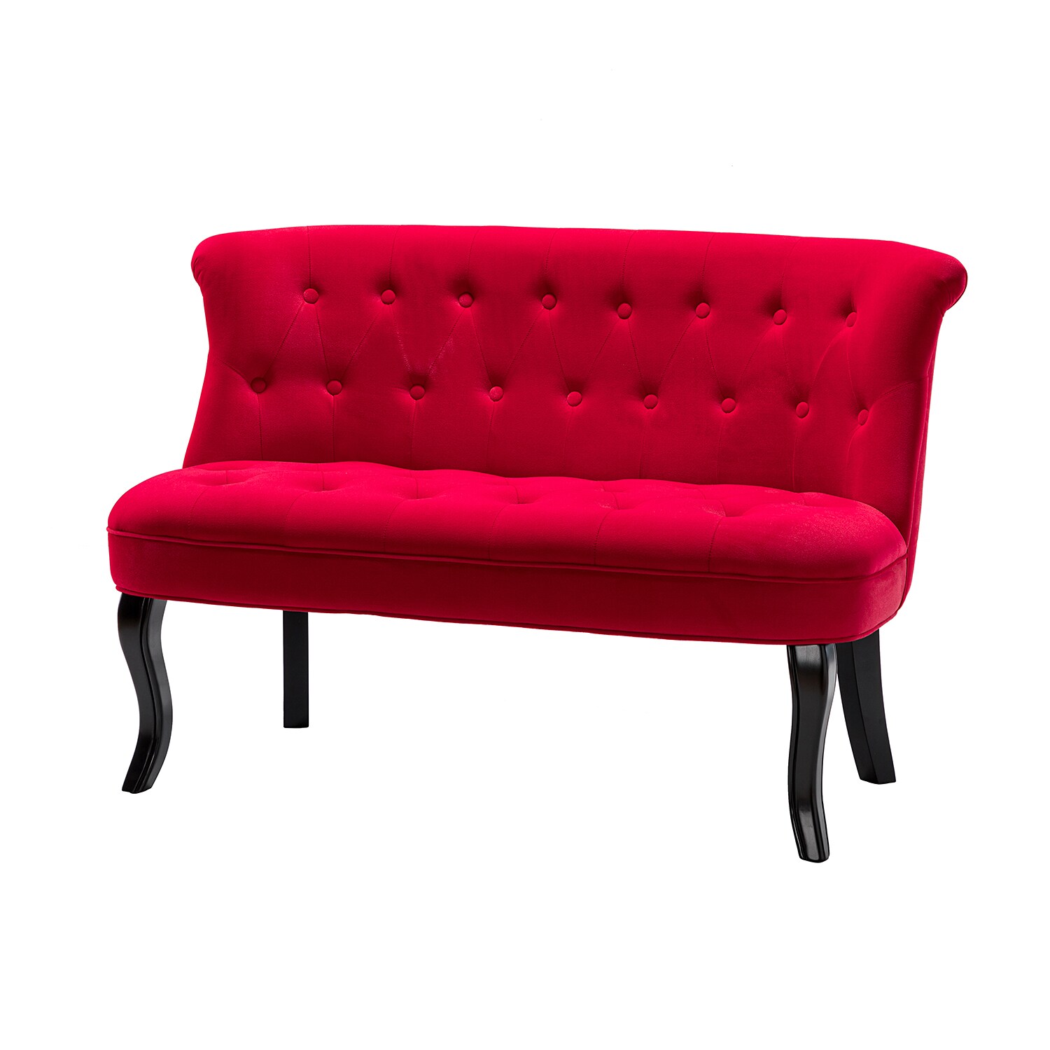 14 Karat Home SFS0422-RED 47.7-in Farmhouse RED Velvet Loveseat