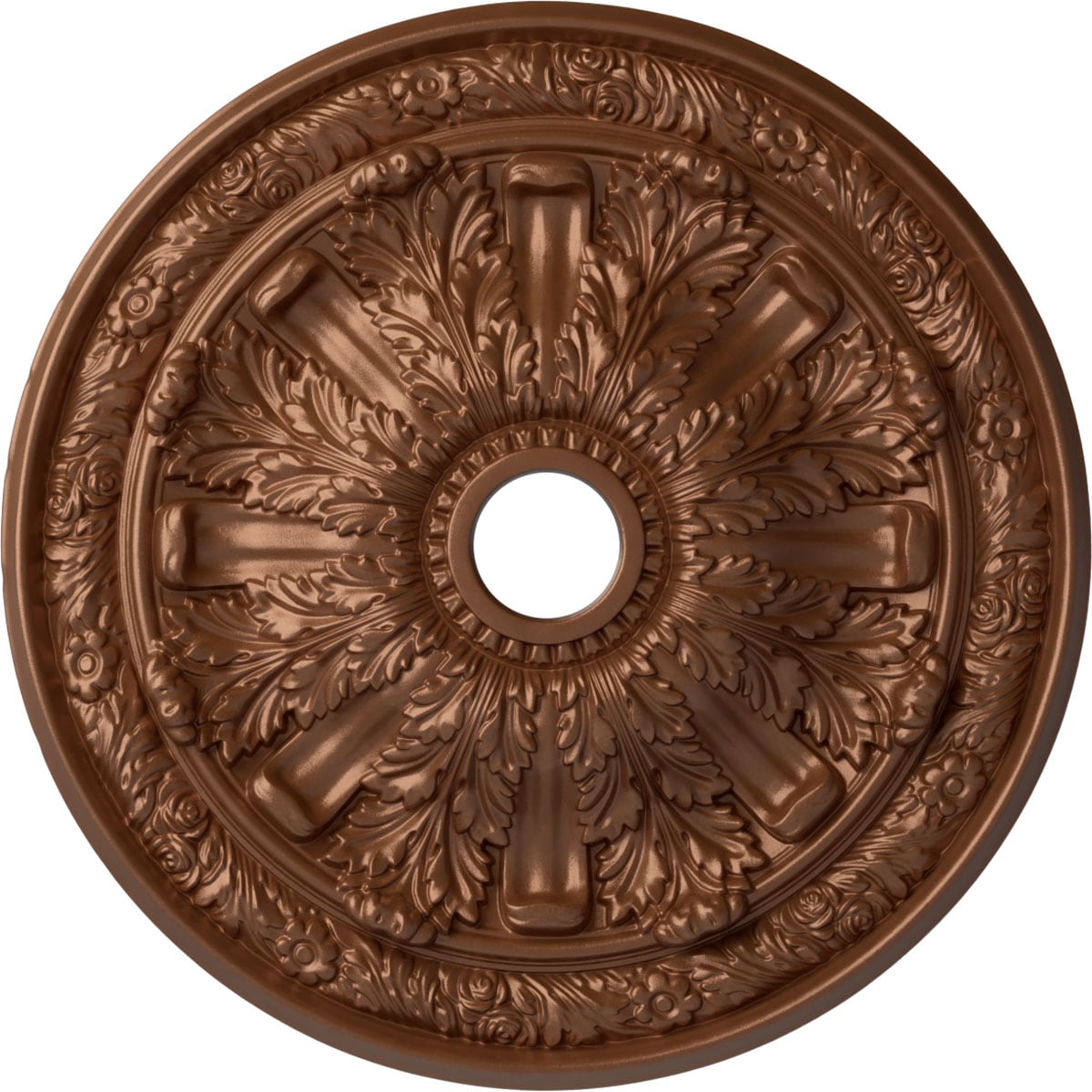 Ekena Millwork CM30FLPOS Flagstone 30-in W x 30-in L Painted Polished Copper Polyurethane Whole Ceiling Medallion