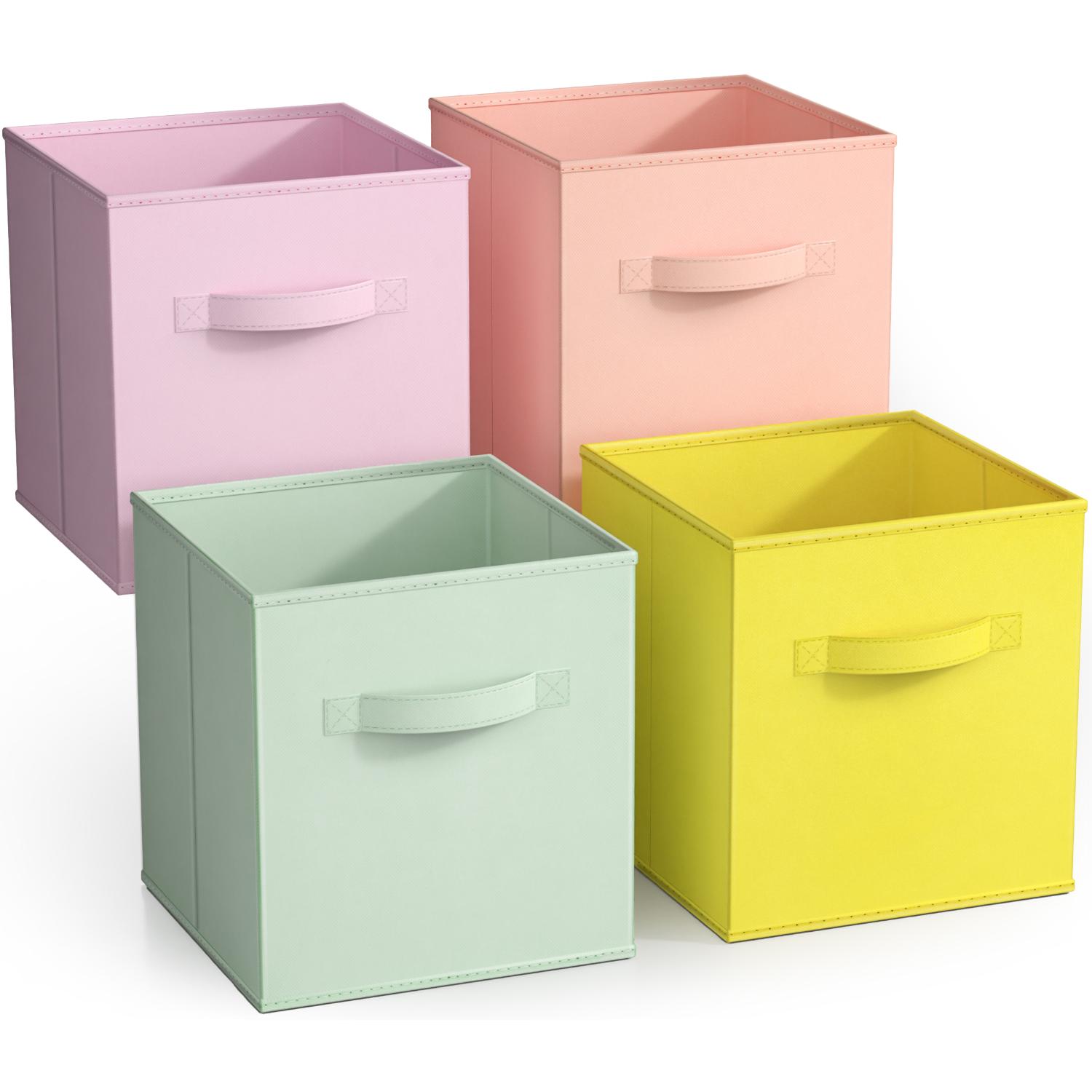 SORBUS STRG-BIN-PASSET-4PK ( 10.5-in W x 11-in H x 10.5-in D ) Light Pastel Polyester Collapsible Bin