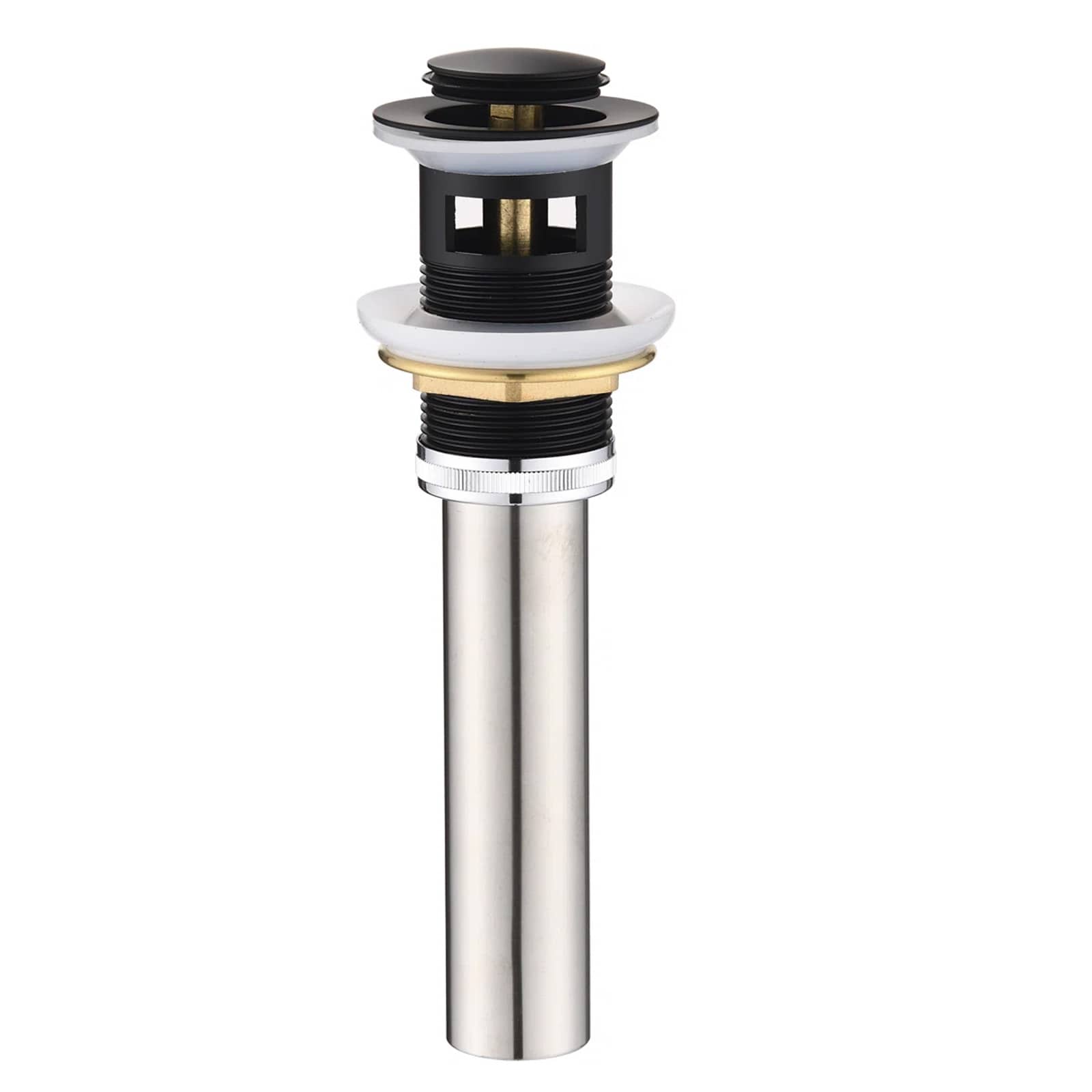UCLIMAA Premium Brass and Stainless Steel Pop Up Bathroom Sink Drain with Overflow #UCB012A-02-MB