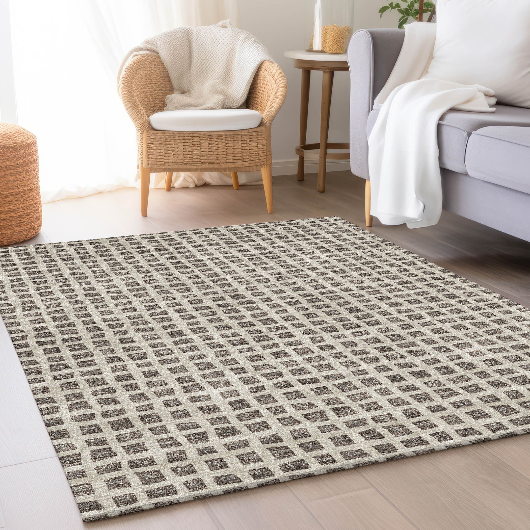 Addison Rugs ACN727BR5X8 Chantille ACN727BR 5 x 7 (ft) Polyester Brown Rectangular Indoor/Outdoor Geometric Machine washable Area rug