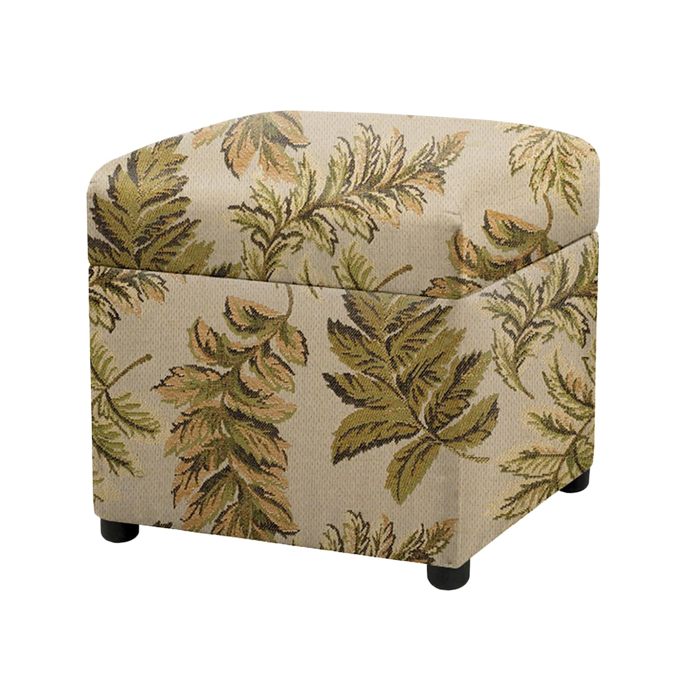 Jennifer Taylor Home 2319-599 Jacob Midcentury Tan Floral Jacquard Storage Ottoman