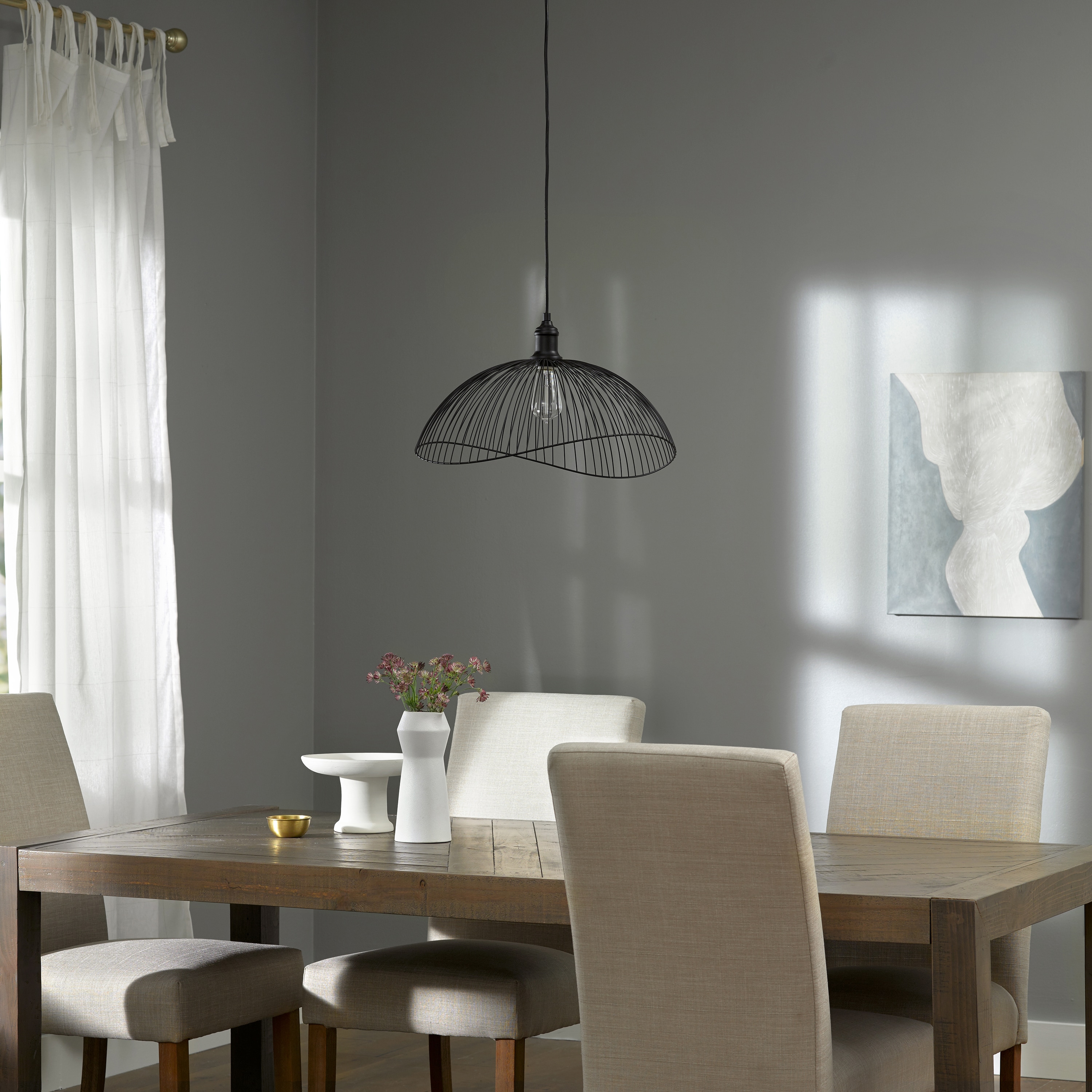 20" Matte Black Metal Geometric Pendant Light
