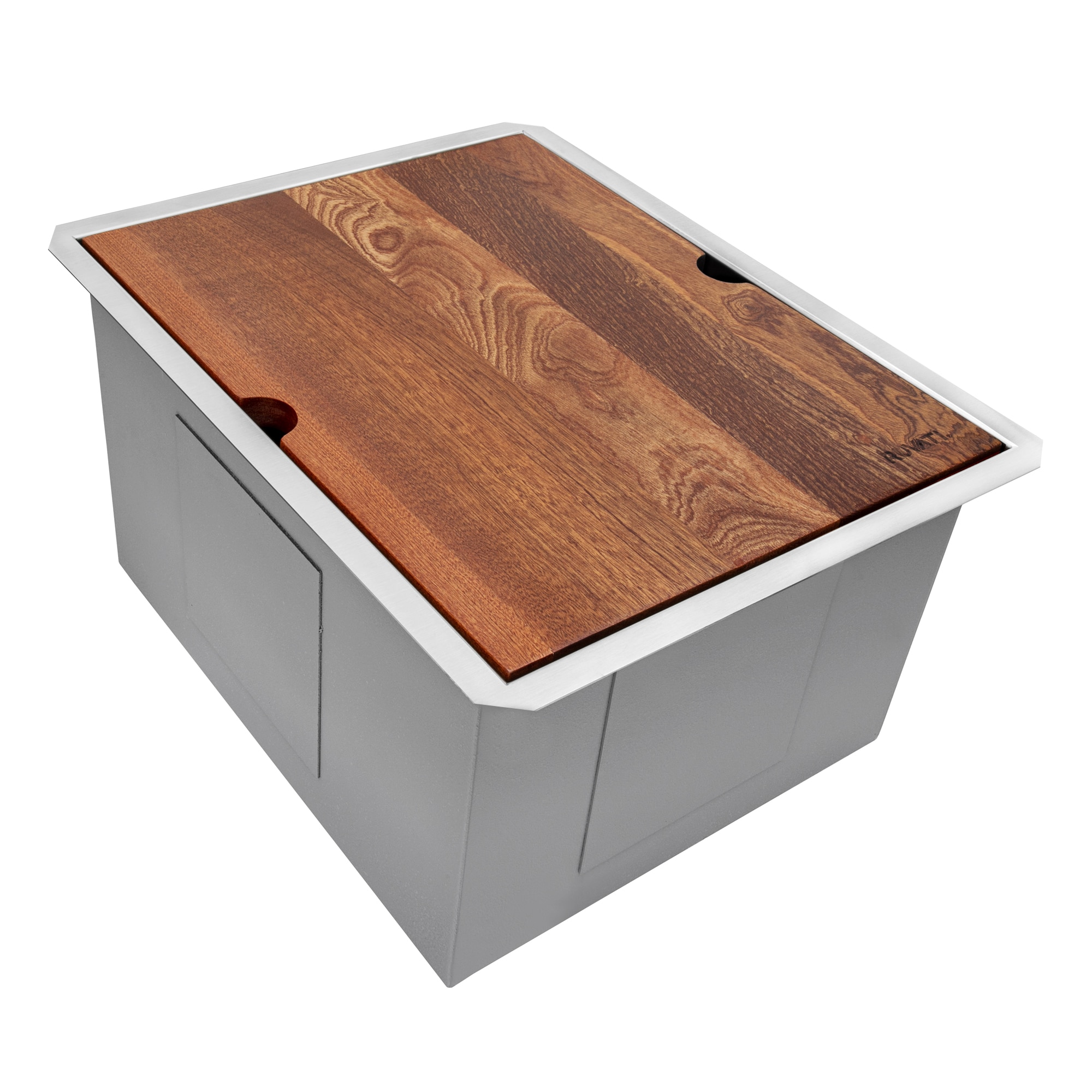 Ruvati 15" Stainless Steel Workstation Sink with Wood Cutting Board