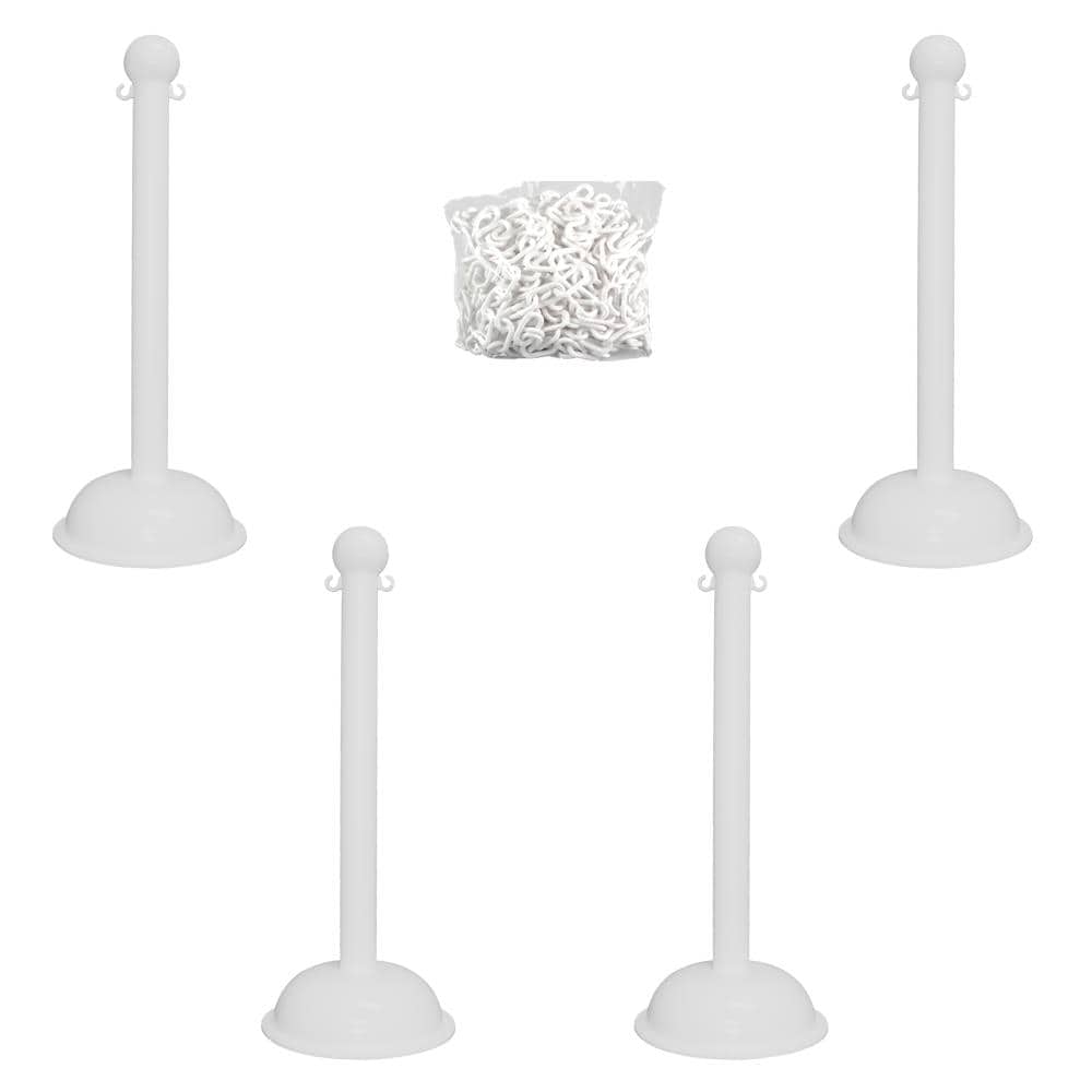 Mr. Chain 71301-4 White Heavy Duty Stanchion and Chain Kit