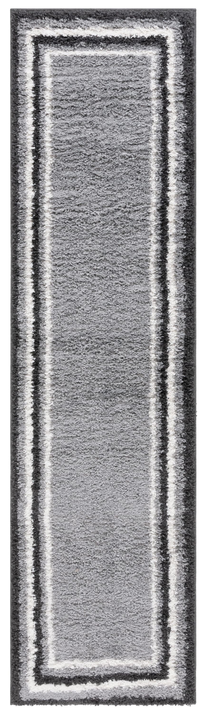 Safavieh BSP251H-28 2 x 8 (ft) Loomed Polyester/Polypropylene Gray/Black Rectangular Indoor Border Mid-Century Modern Runner rug