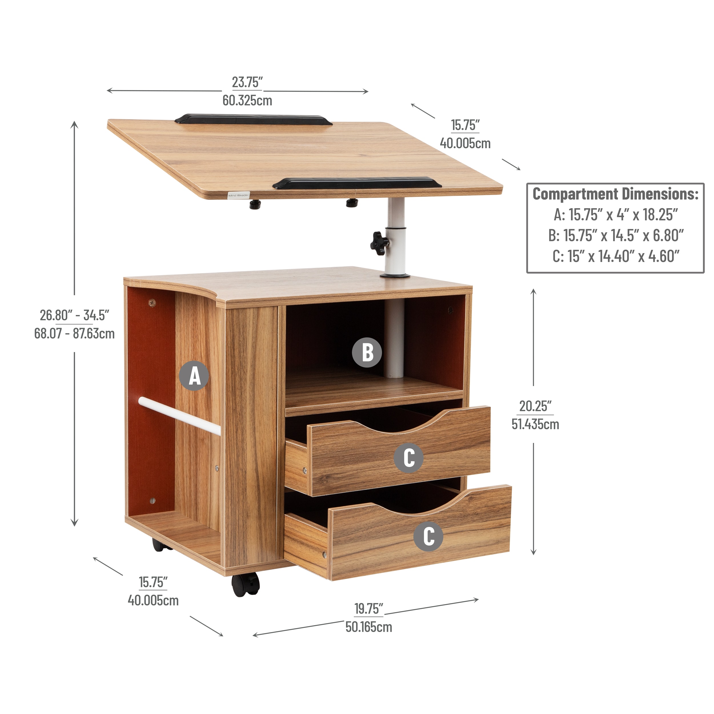 Mind Reader BEDESK-BRN desks - View #3