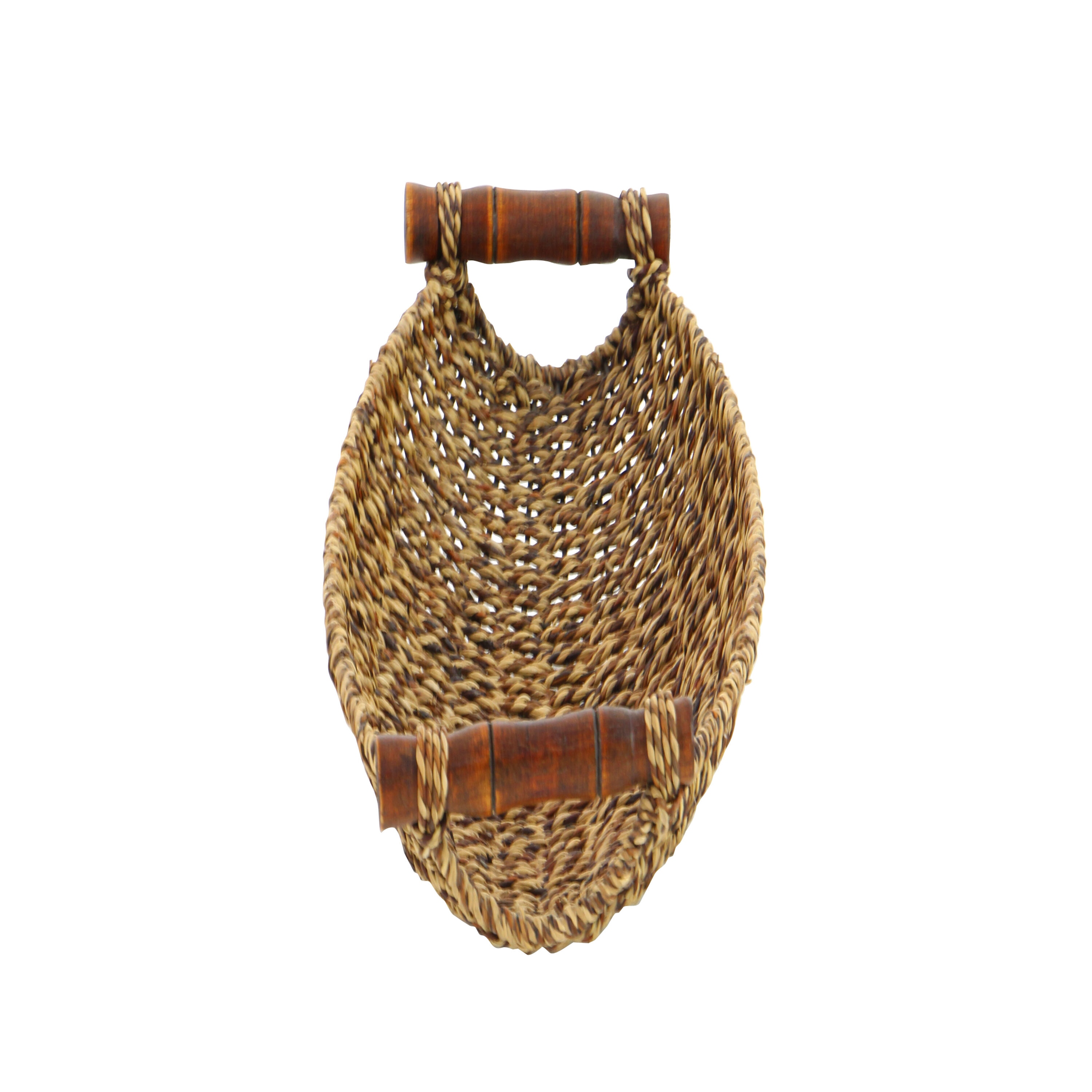 Coastal Charm Seagrass Oval Storage Basket with Metal Handles