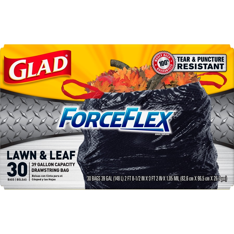 Glad Lawn and Leaf 39-Gallons Black Outdoor Polypropylene Lawn and Leaf  Drawstring Trash Bag (30-Count) at