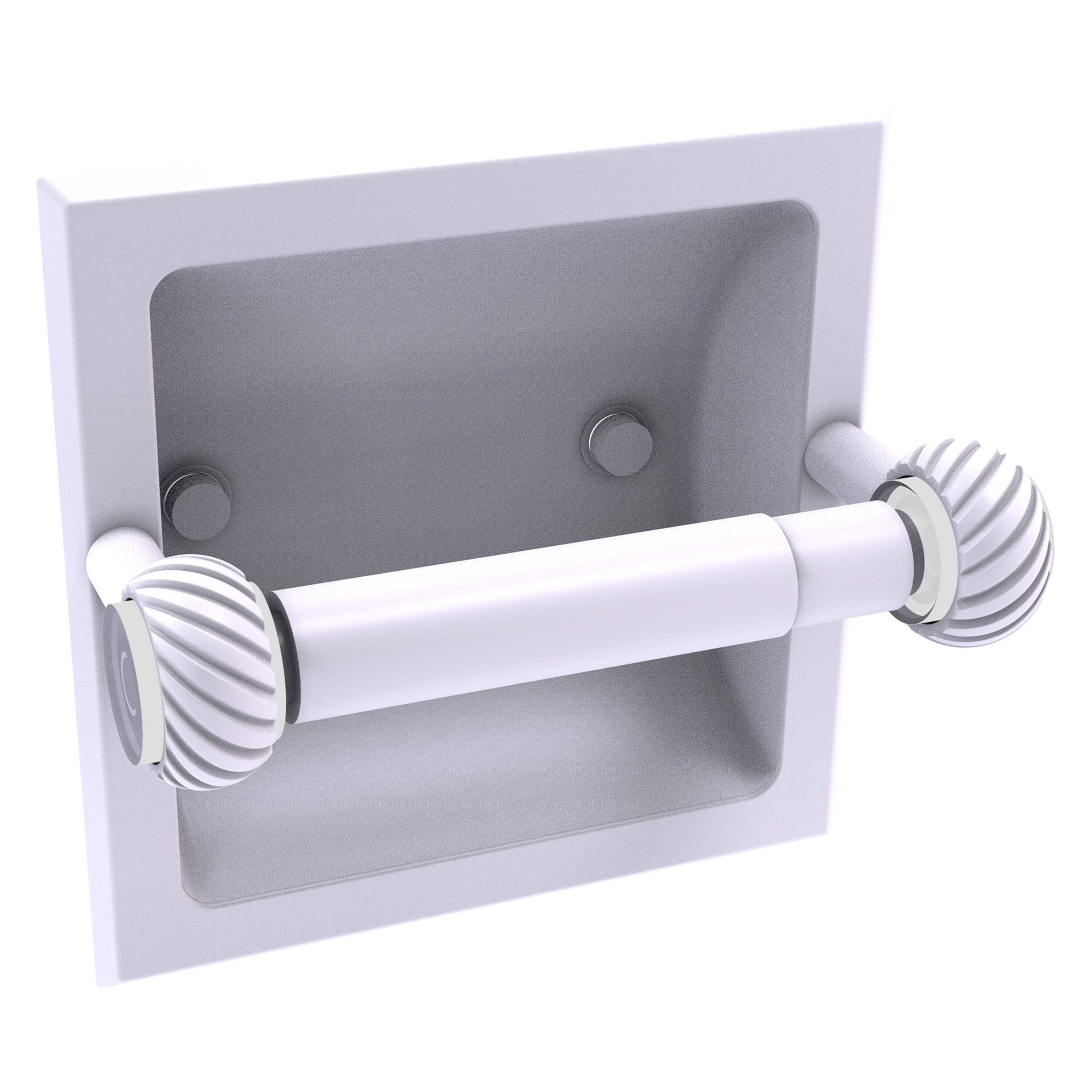 Allied Brass CV-24CT-WHM Clearview Matte White Recessed Double post Toilet Paper Holder 1 -Rolls with Storage