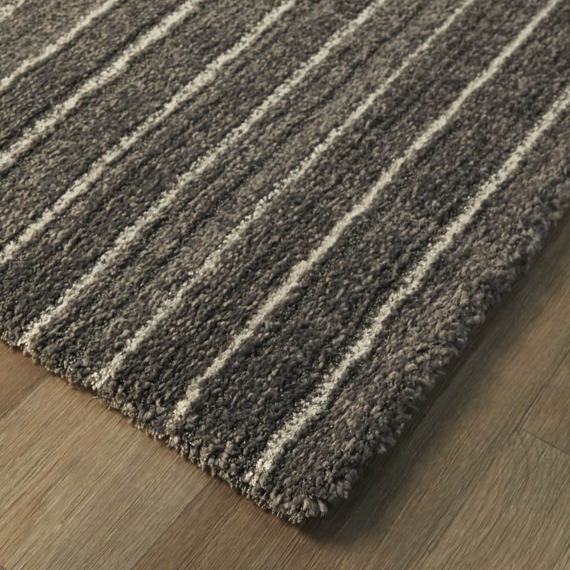 Charcoal Geometric Art Deco Synthetic Runner Rug 2'2" x 7'