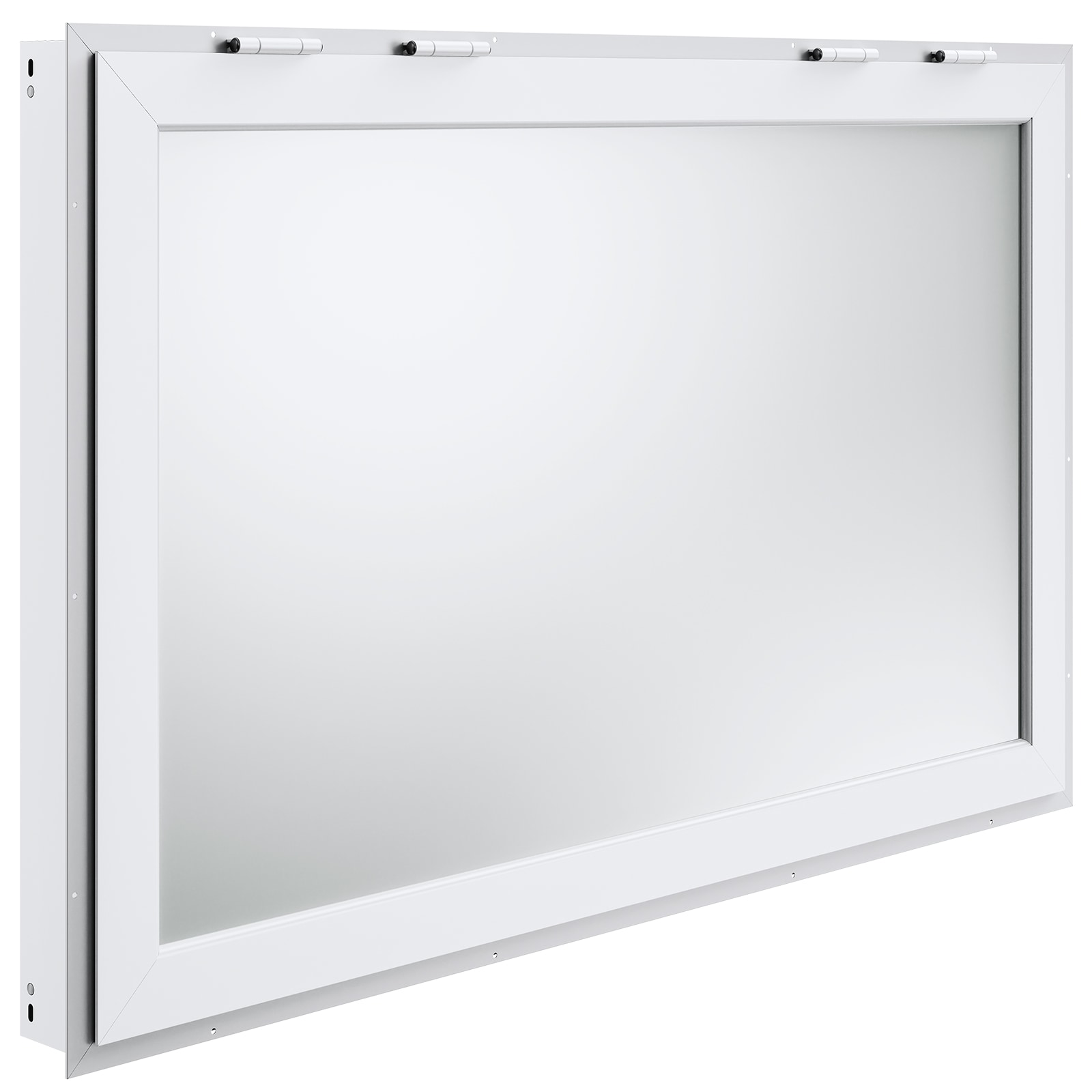 VEVOR Service Window 47-1/2-in x 29-1/2-in x Aluminum Replacement white Single Pane Glass Awning Window with Grids, ( Full Screen Included ) #SCFWCK53X33IEPX0NV0