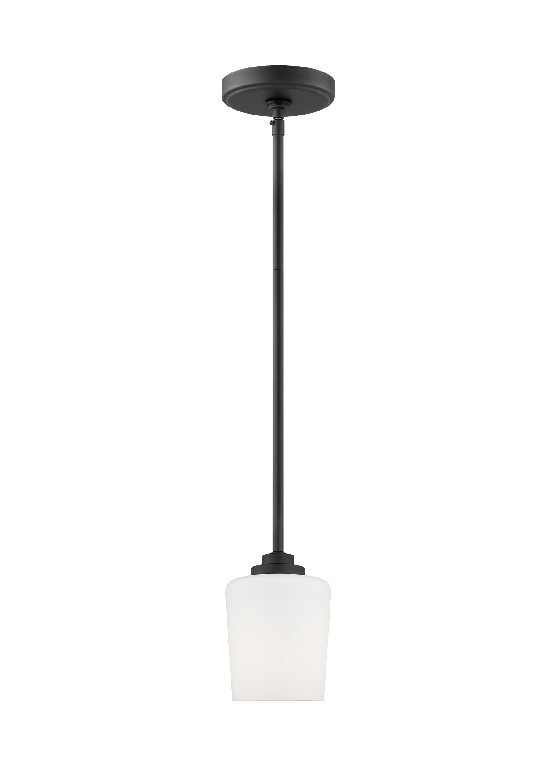 Generation Lighting 6102801-112 Windom Midnight Black Transitional Etched glass Cylinder Medium Hanging Pendant light