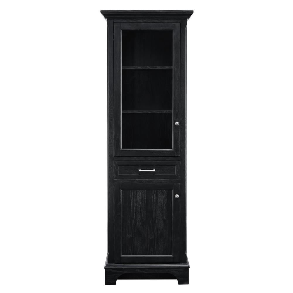 Scott Living Roveland 24-in W x 72-in H x 16-in D Black MDF ...