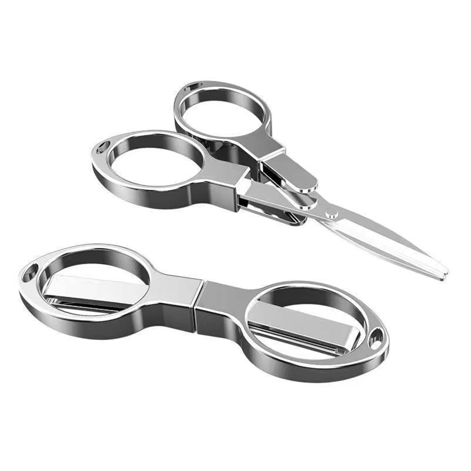 Linder Group Inc Folding mini scissors stainless steel retractable small scissors for home office school travel cutting tape paper fabric thread cardboard craft