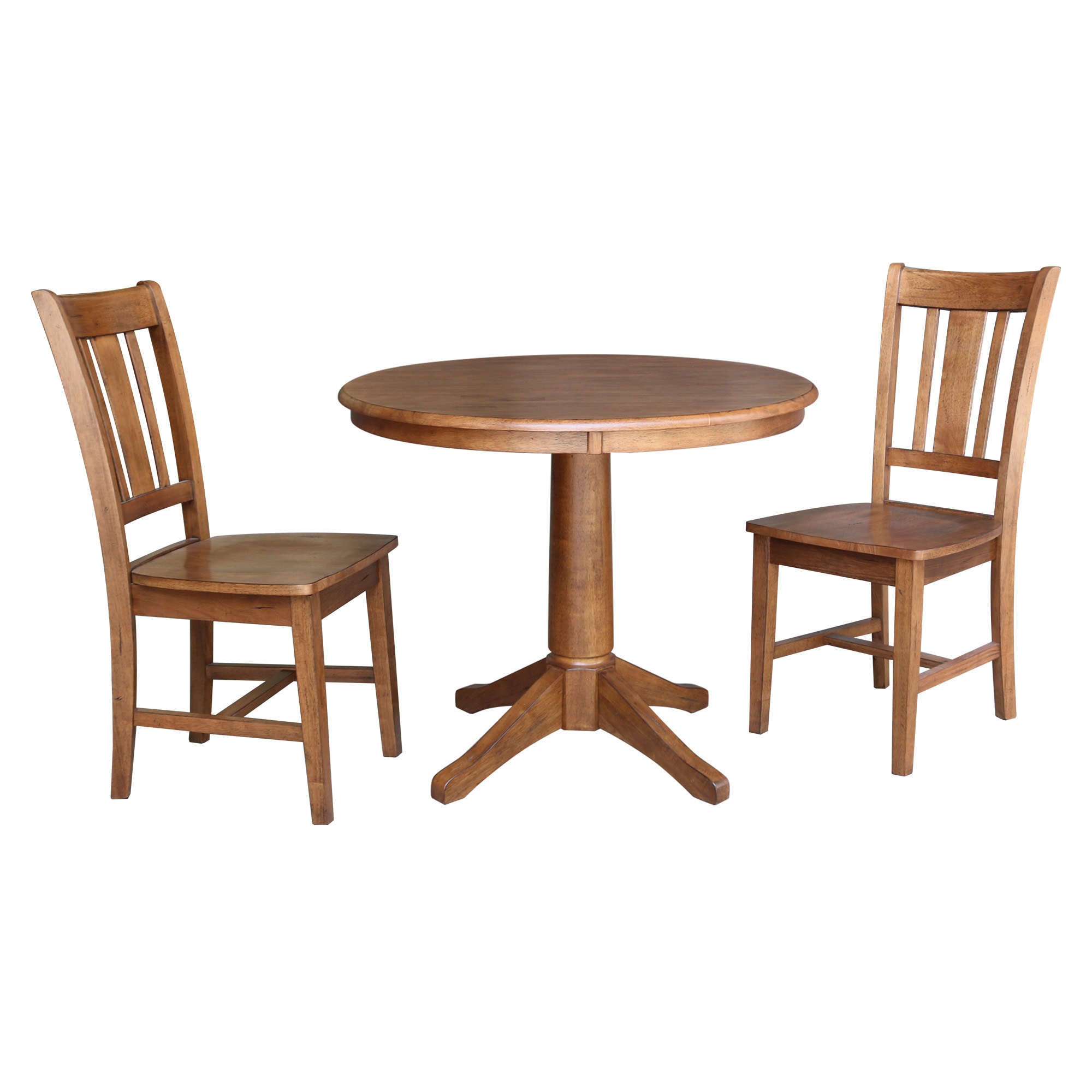 International Concepts K42-36RT-27B-C10-2 Distressed oak Traditional Dining Room Set with Round Table ( Seats 2 )