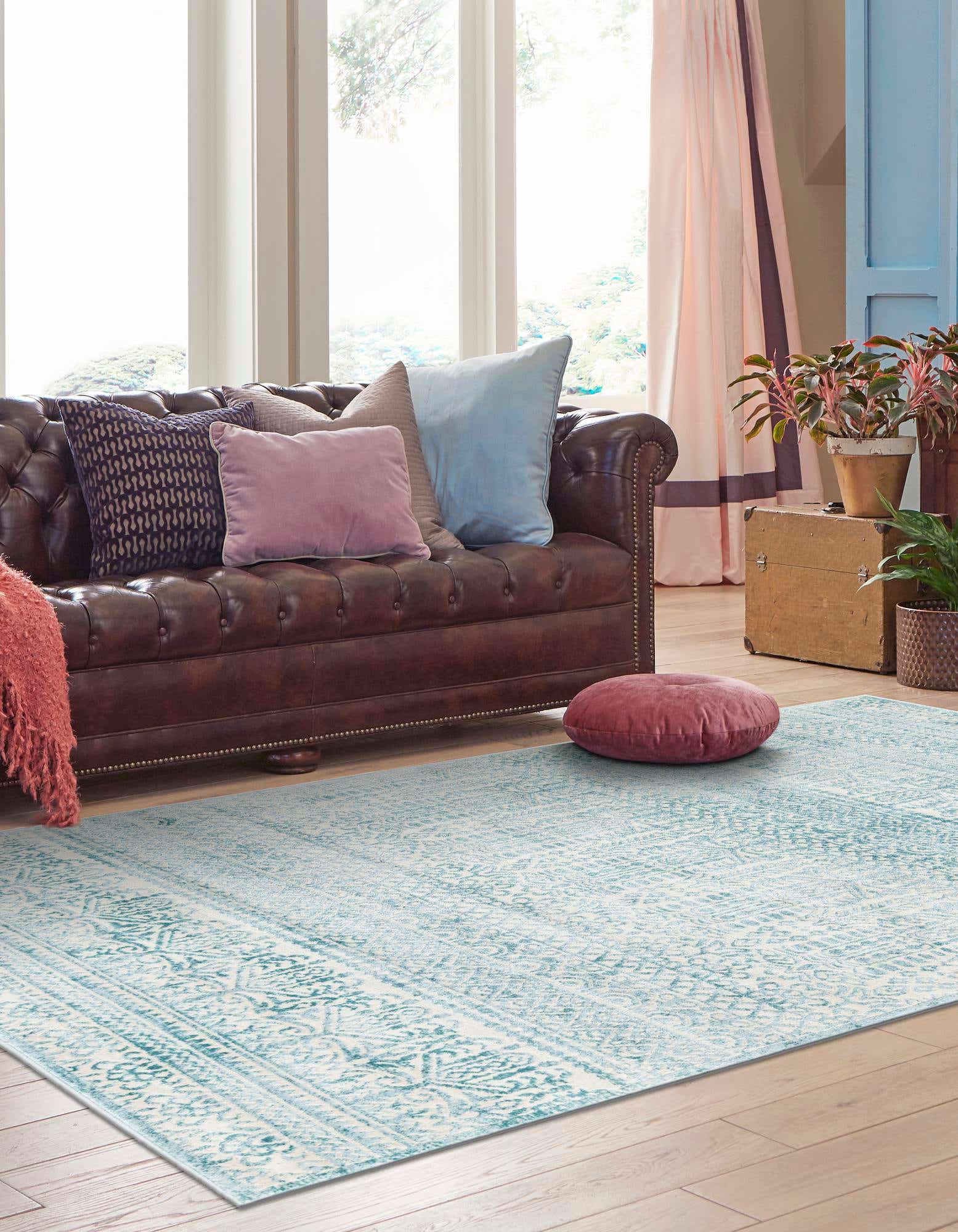 Unique Loom 3186933 Jill Zarin Uptown 5 x 8 (ft) Loomed Polypropylene Teal Rectangular Indoor Geometric Bohemian/Eclectic Area rug