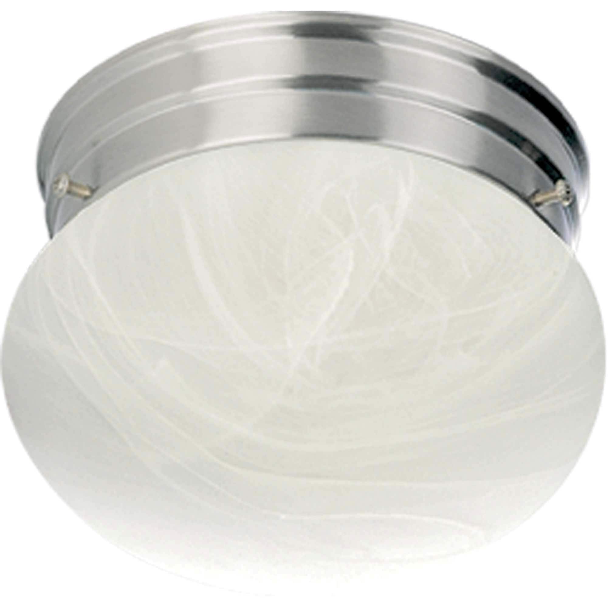 Minster Brushed Nickel Alabaster Glass Flush Mount Light