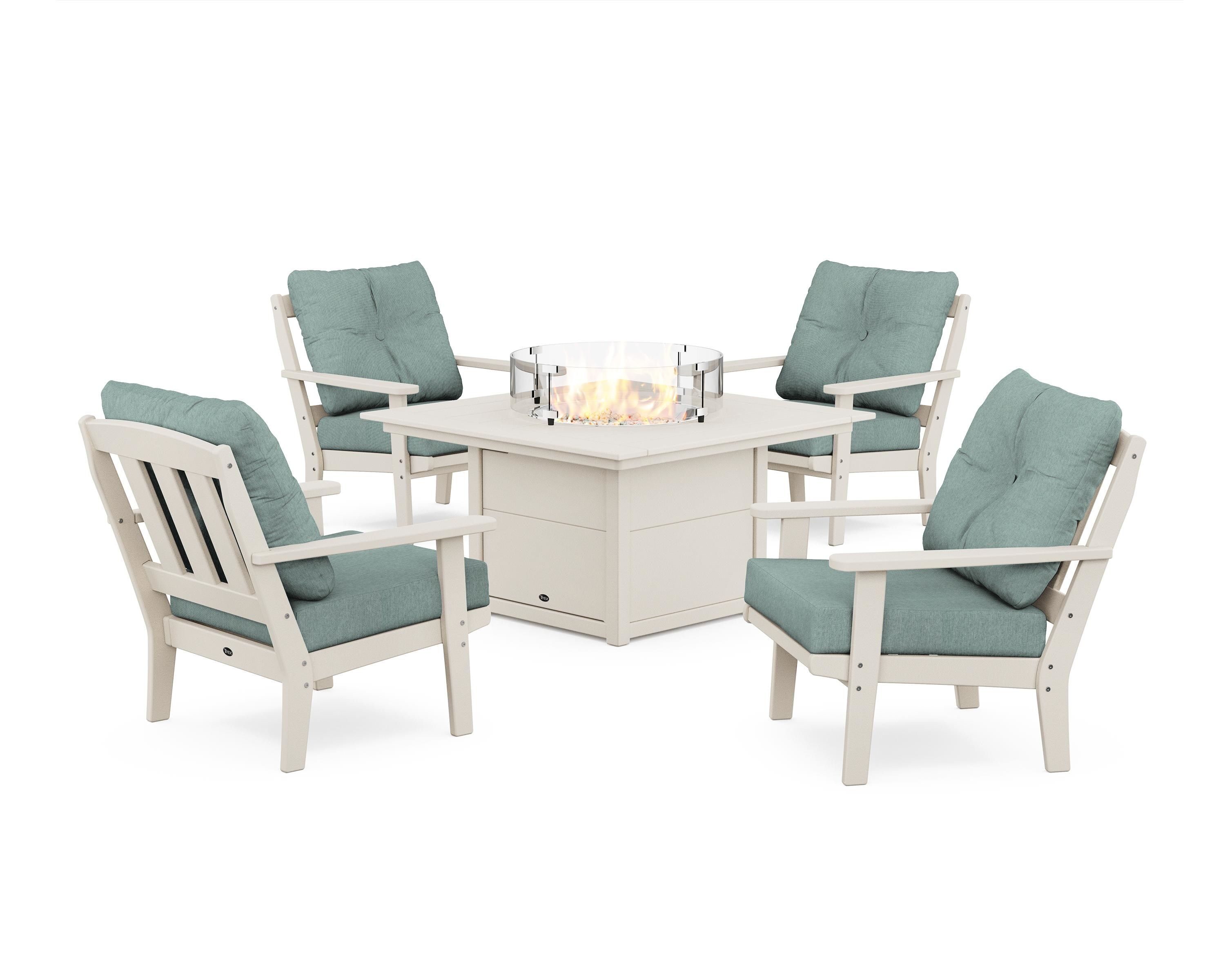 Trex Outdoor Furniture TXS2151-2-SC161130 Cape Cod 5 -Piece Patio Conversation Set with Green Cushions