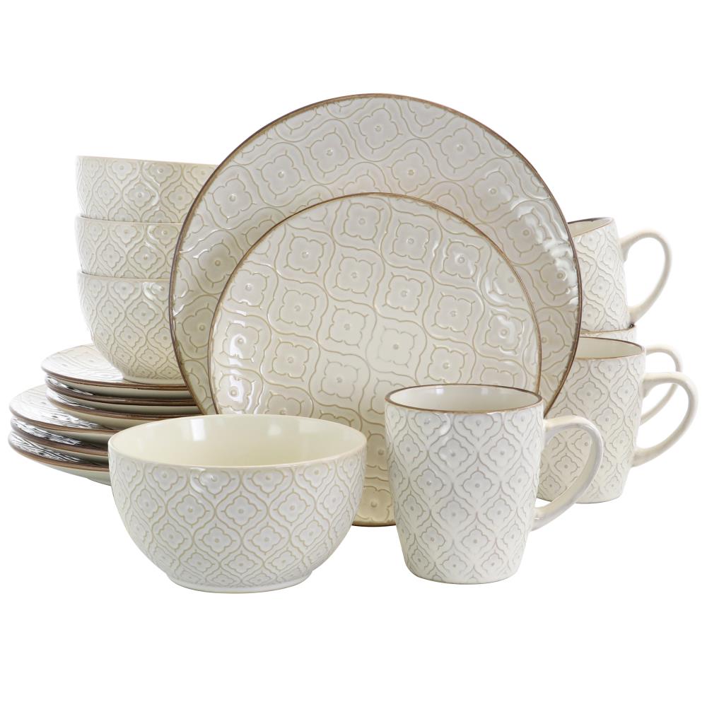 Elama 16-Piece Cara White Porcelain Dinnerware Set (Service for 4