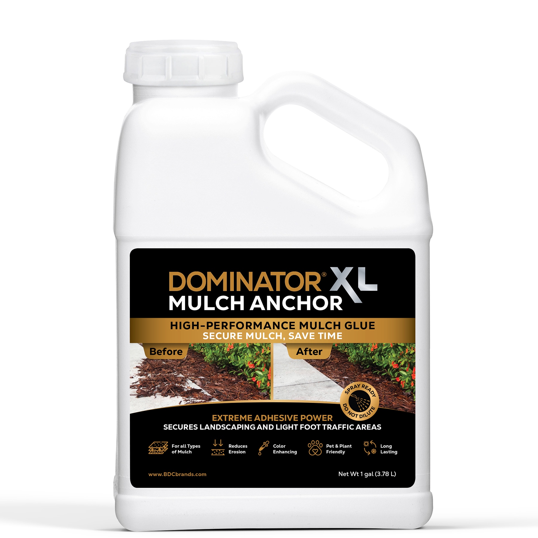 DOMINATOR 1-Gallon Clear Mulch Adhesive Mulch Dye LMAX01G at Lowes.com