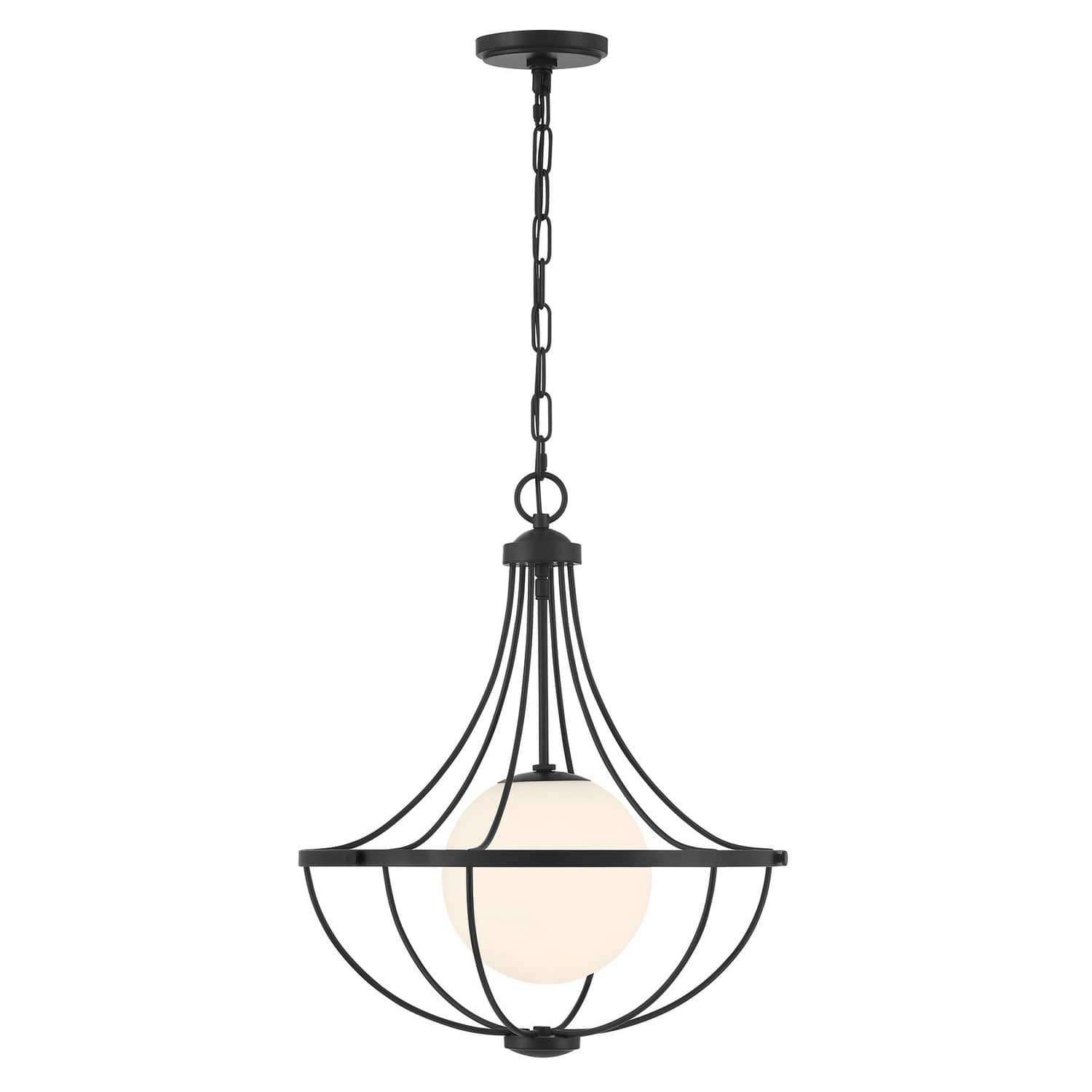 Trade Winds Lighting TW74055MBK 1-Light Pendant from Evelyn Collection in Matte Black
