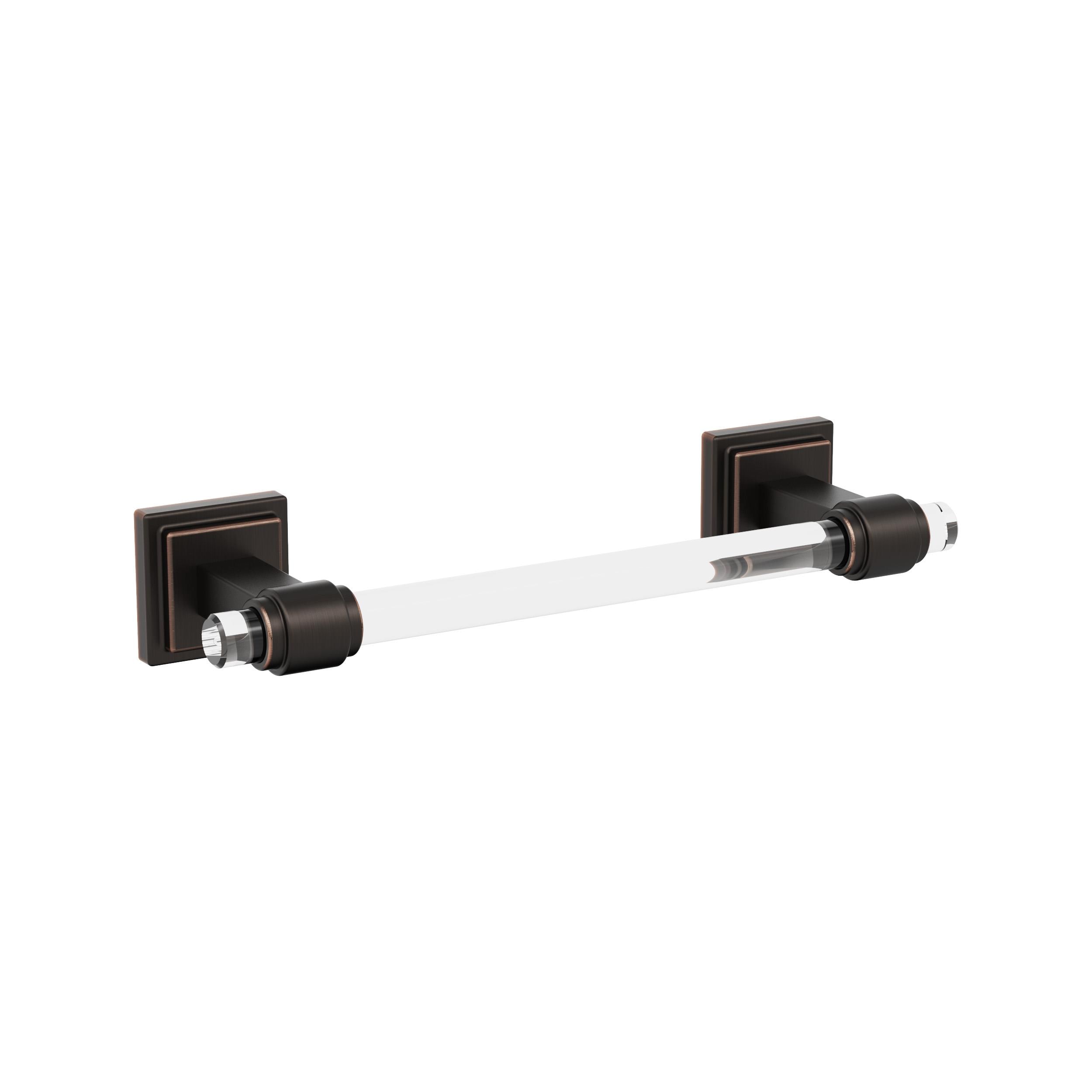 Amerock BH36065CORB Glacio 8-in Clear/Oil-Rubbed Bronze Wall mount Single Towel Bar