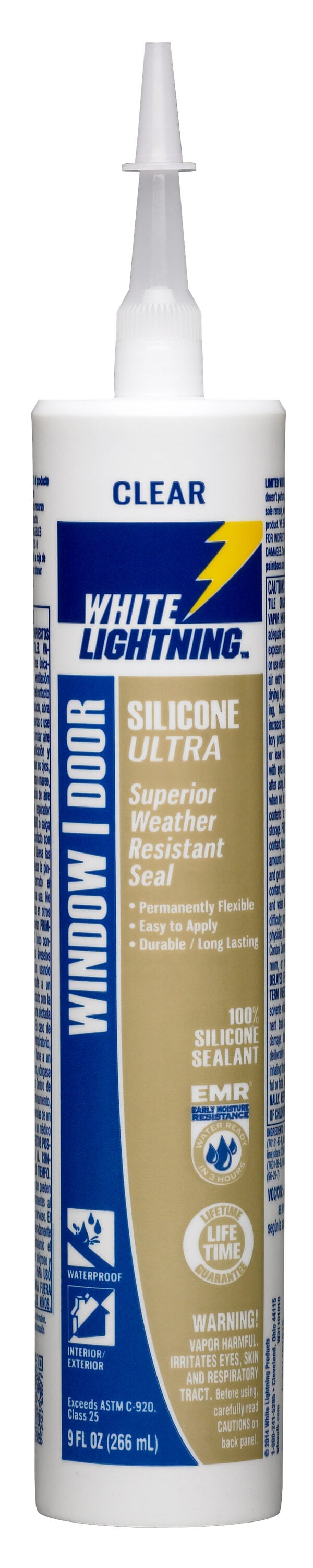 White Lightning Window and Door 10-oz Clear Silicone Caulk in the