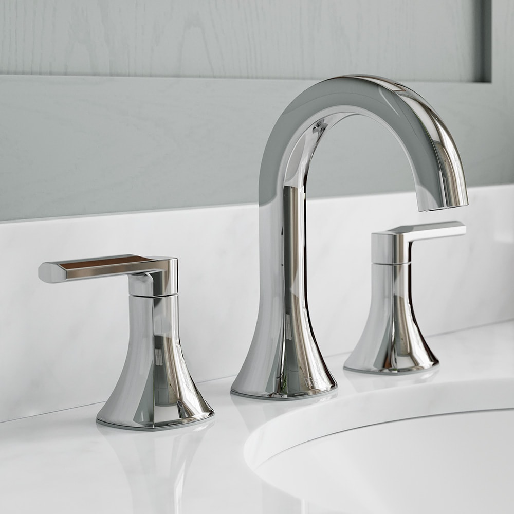 Pfister LF049VRICC Vaneri Polished Chrome Widespread 2-handle WaterSense High-arc Residential Handle Bathroom Sink Faucet with Drain