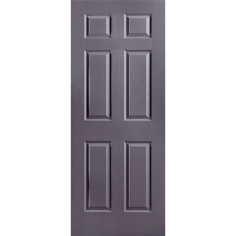 Masonite 1316880 Traditional 32-in x 80-in Slate 6-panel Textured Solid core Prefinished Molded composite Slab Door