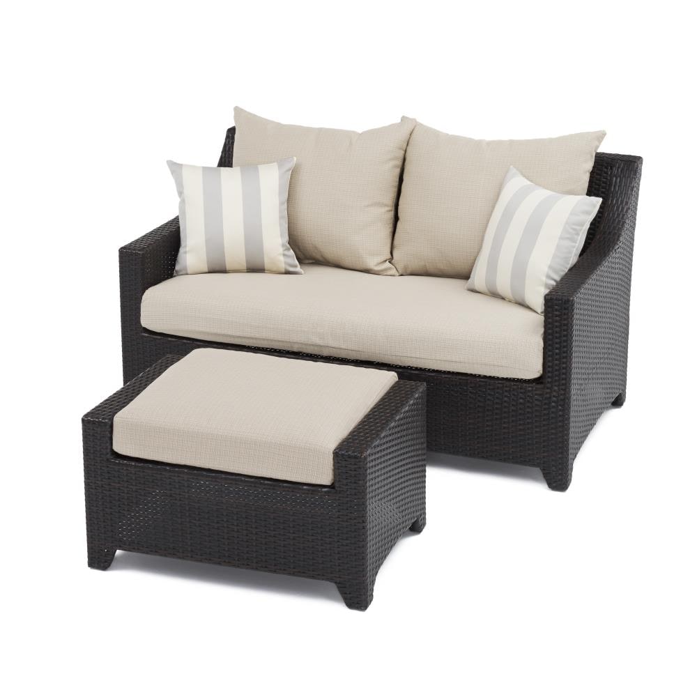 RST Brands OP-PELOVO-SLT-K Deco 2-Piece Wicker Patio Conversation Set with Gray Sunsharp Cushions