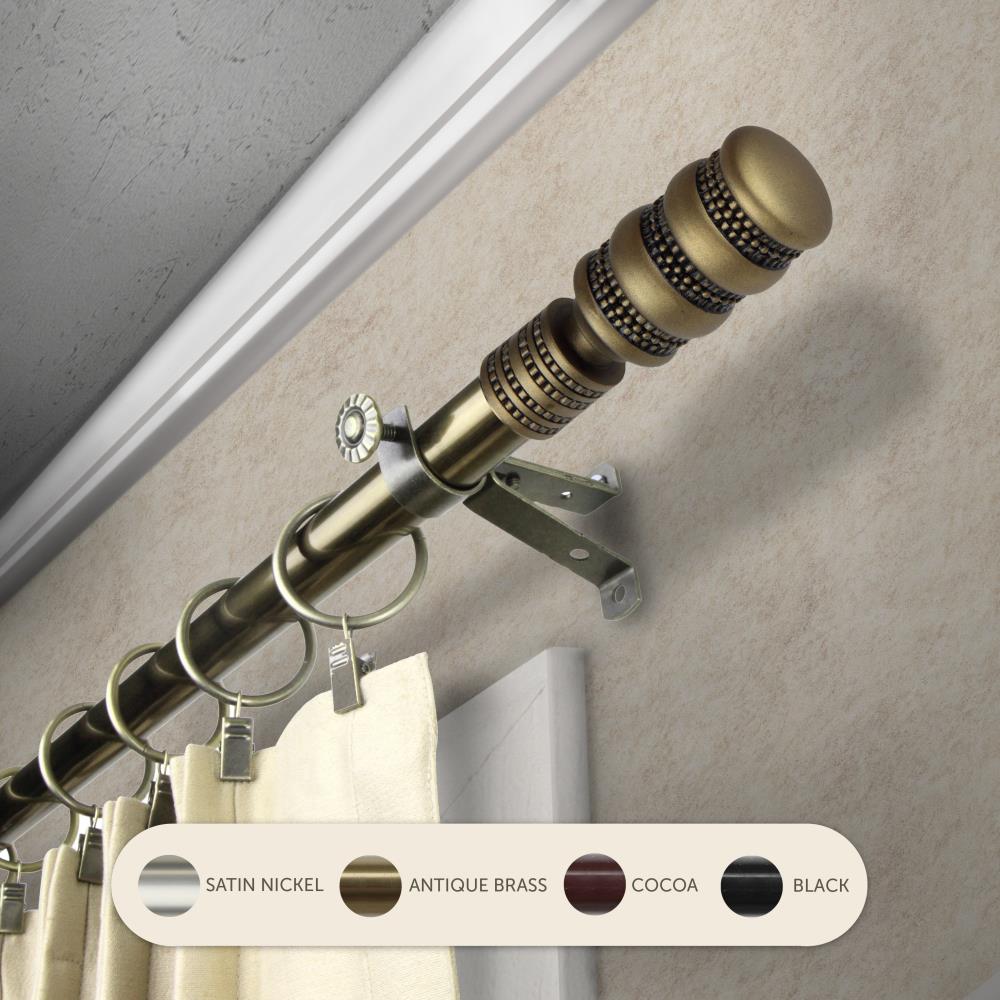 Hart & Harlow L4809-484 13/16-in Debra 48-in to 84-in Antique brass Steel Single curtain rod with Finials