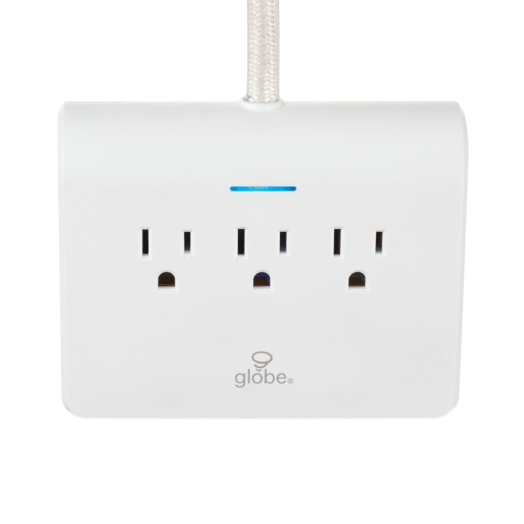 Globe Electric 78428 1/2-ft Designer Series 3-Outlet 450 Joules 1875-Watt 850Va White Indoor Usb and Ac Surge Protector