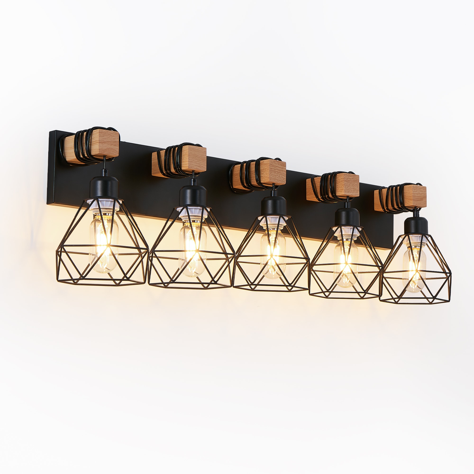 Ayelon Vanity Lights 35-in 5 Light Black Industrial Bathroom Vanity light