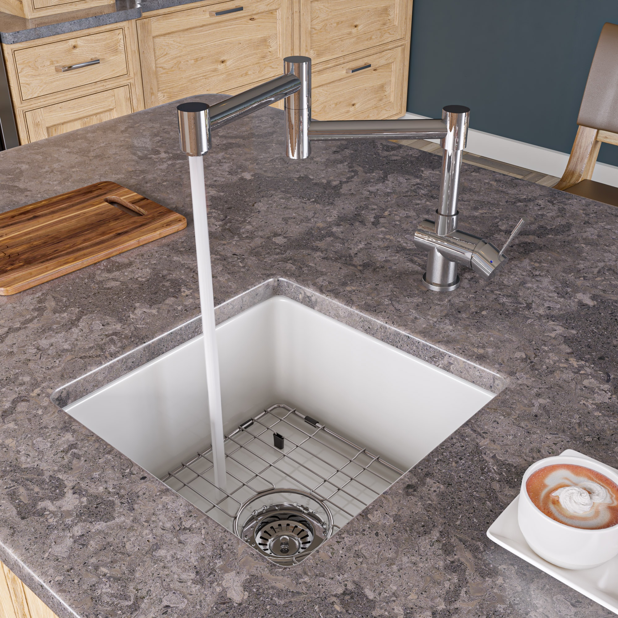 ALFI AB2038-PSS Polished Stainless Steel Single Handle Deck-mount Pot Filler Kitchen Faucet