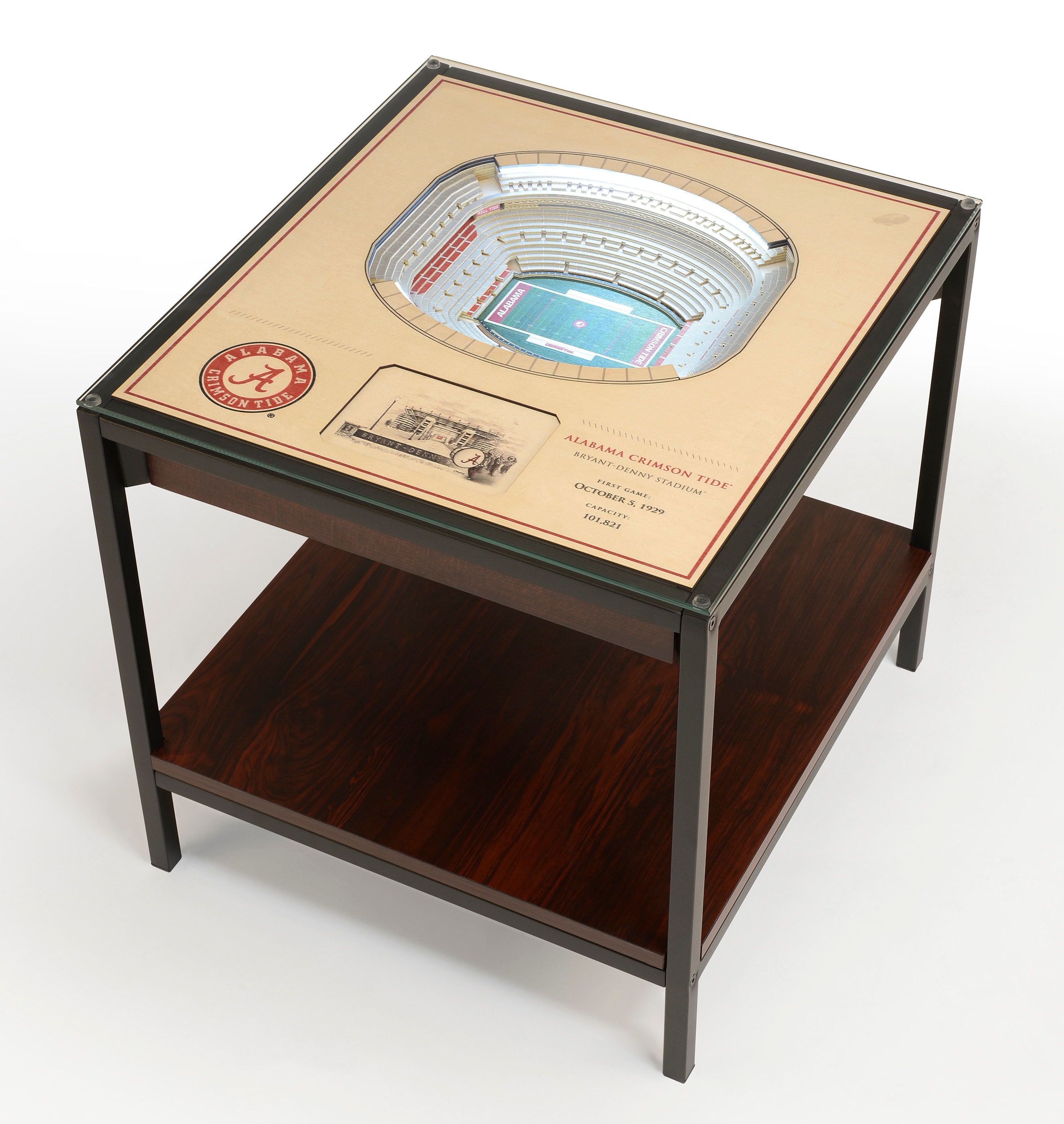 StadiumViews 9026563 25-Layer StadiumView Lighted End Table 22-in W x 22.25-in H Team Colors Glass Square Modern End Table with Storage Assembly Required