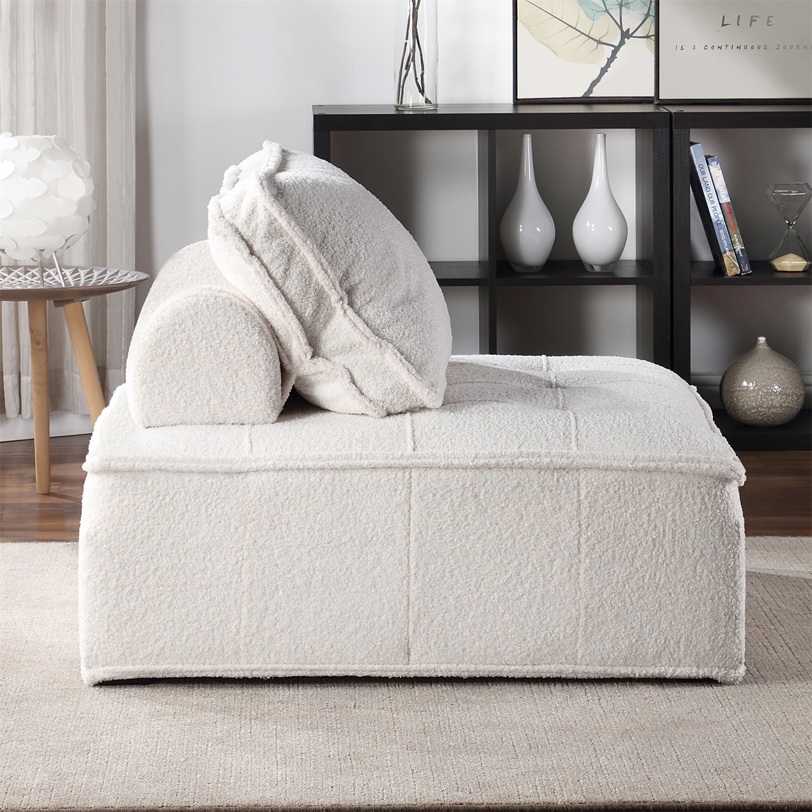 BESTCOSTY 41.3-in Modern White Velvet Sofa at Lowes.com