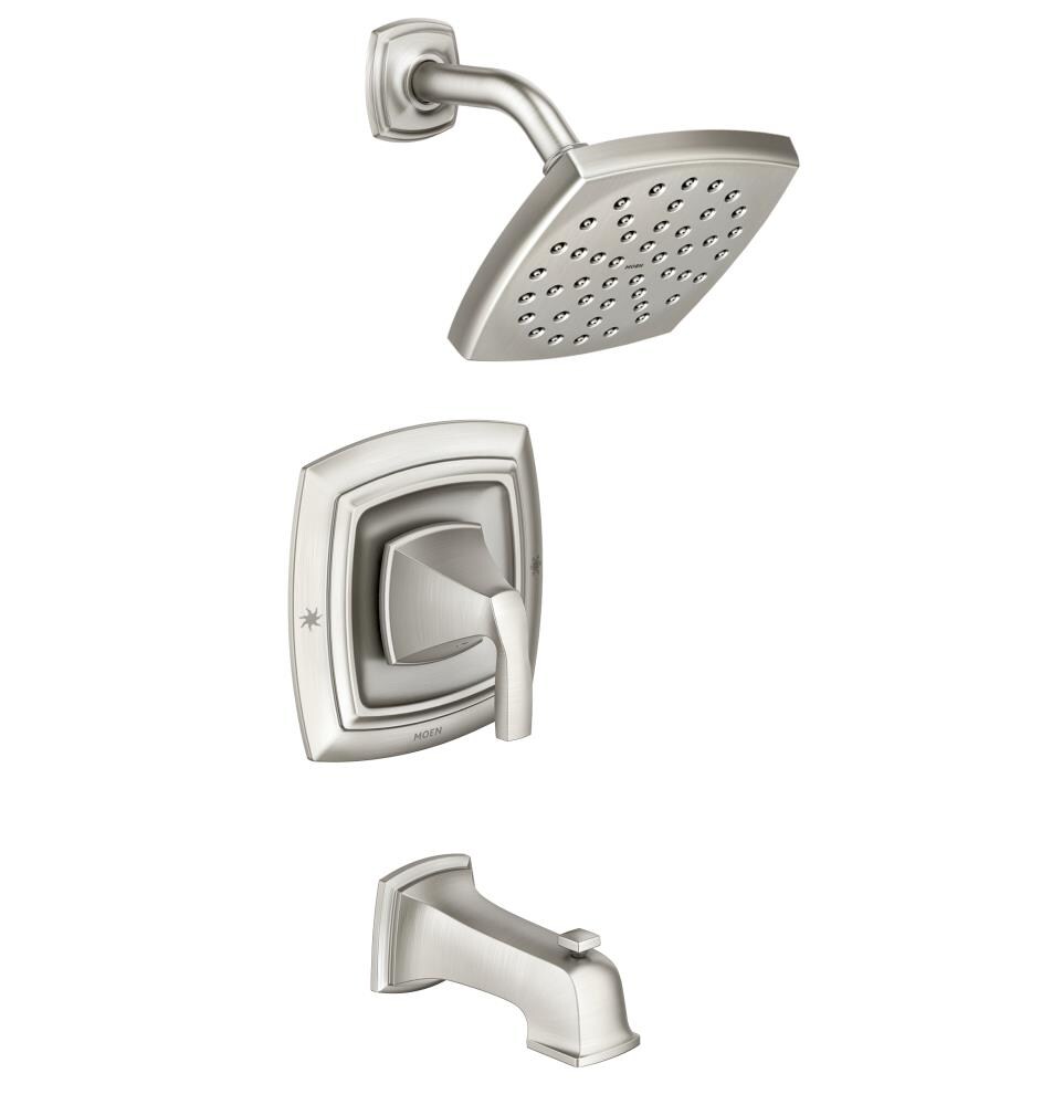 Moen Hensley Brushed Nickel 1Handle Bathtub and Shower Faucet with Valve in the Shower Faucets