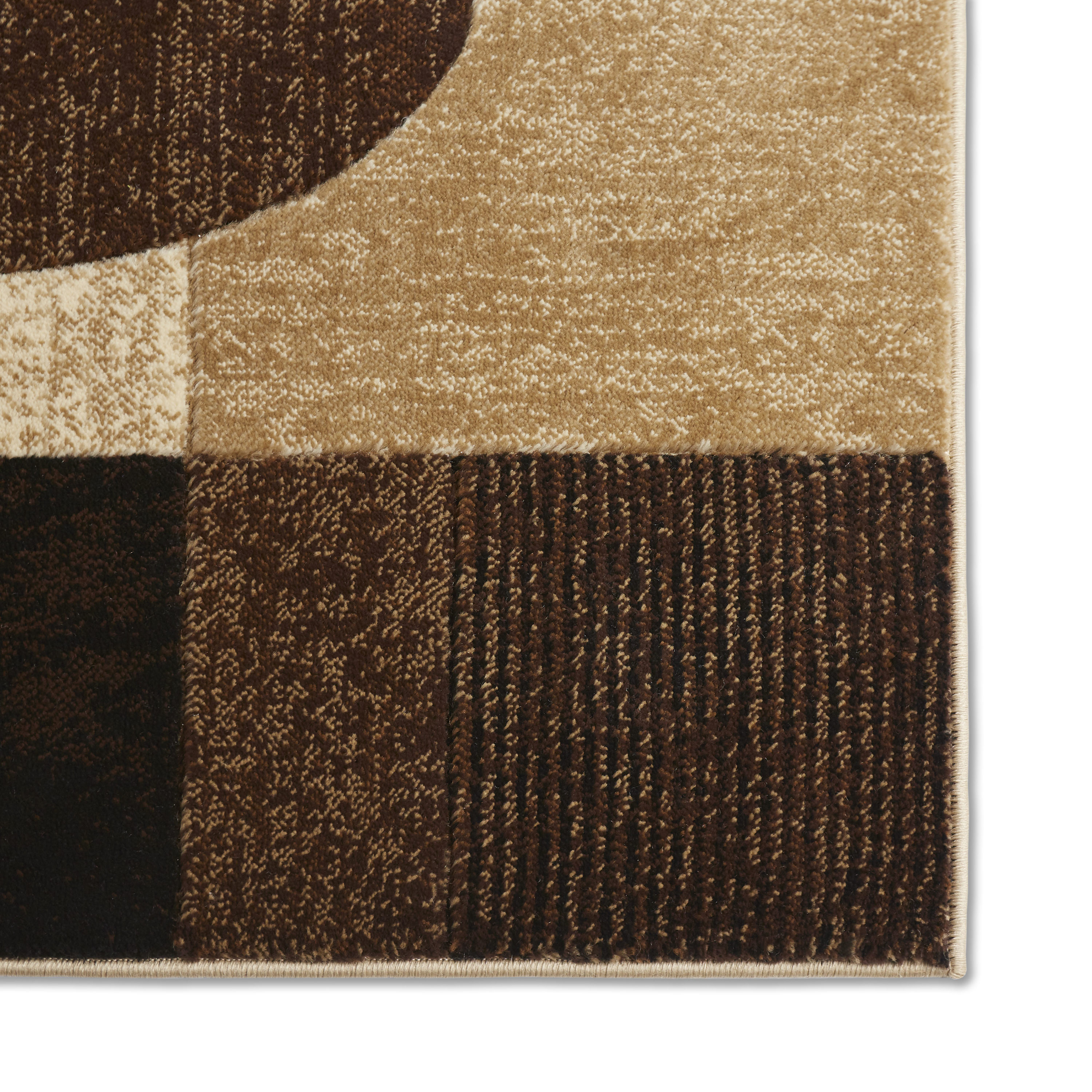 Brown and Beige Geometric Synthetic 8' x 10' Area Rug